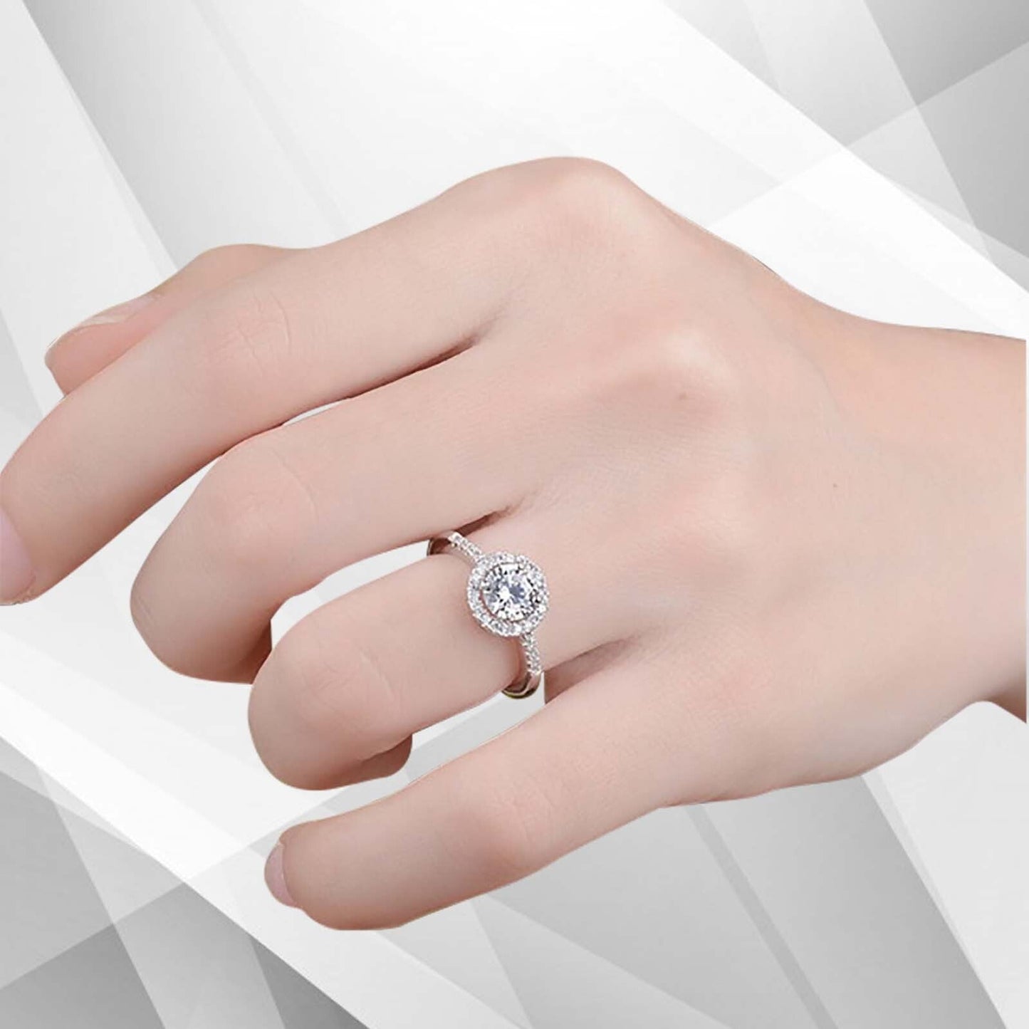 2.88Ct Large CZ Diamond Cushion Halo Bridal Engagement Ring 18Ct White Gold Over