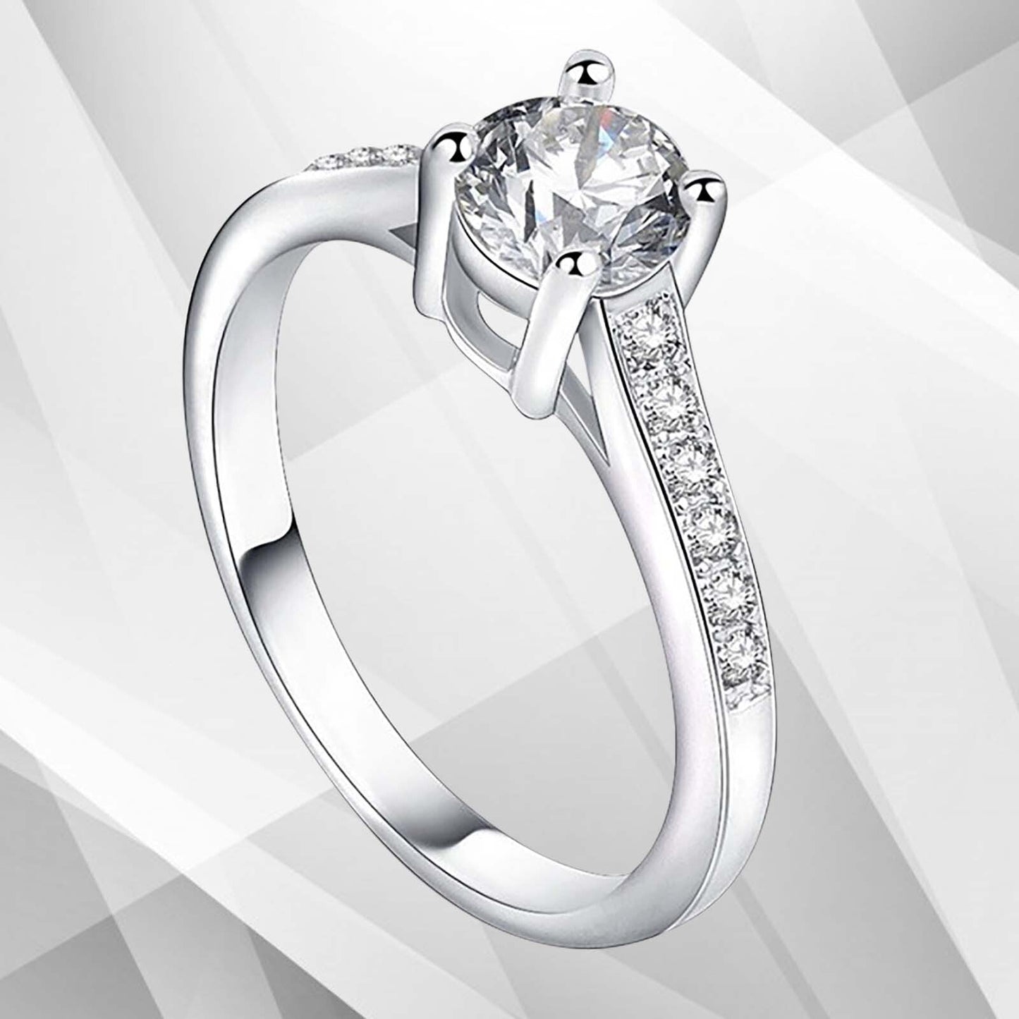 2.0Ct Round-Cut CZ Diamond Solitaire Girls Engagement Ring 18Ct White Gold Over