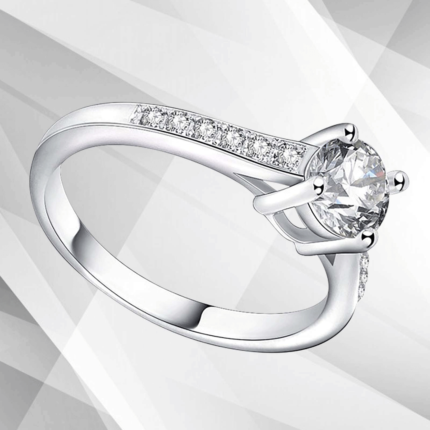 2.0Ct Round-Cut CZ Diamond Solitaire Girls Engagement Ring 18Ct White Gold Over