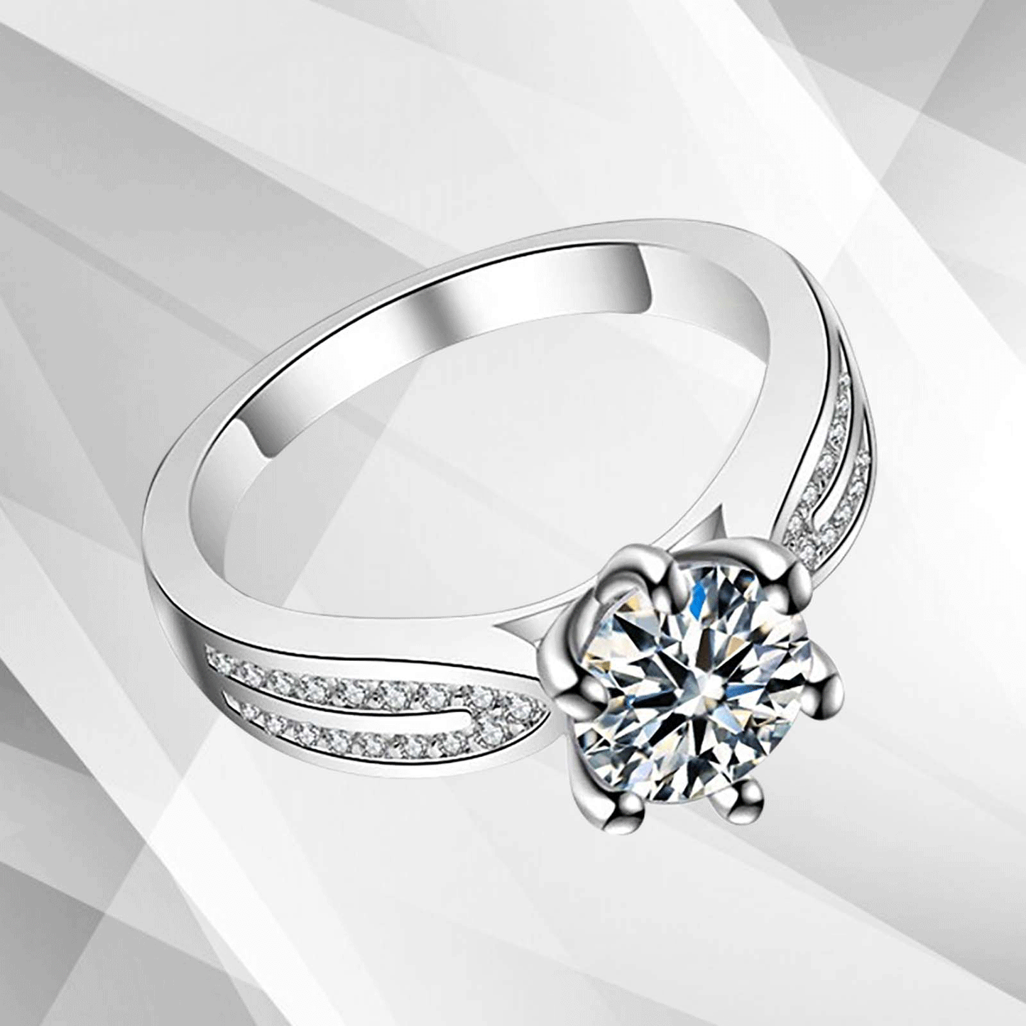 2.88Ct Round-Cut CZ Diamond Solitaire Bridal Engagement Ring 18K White Gold Over