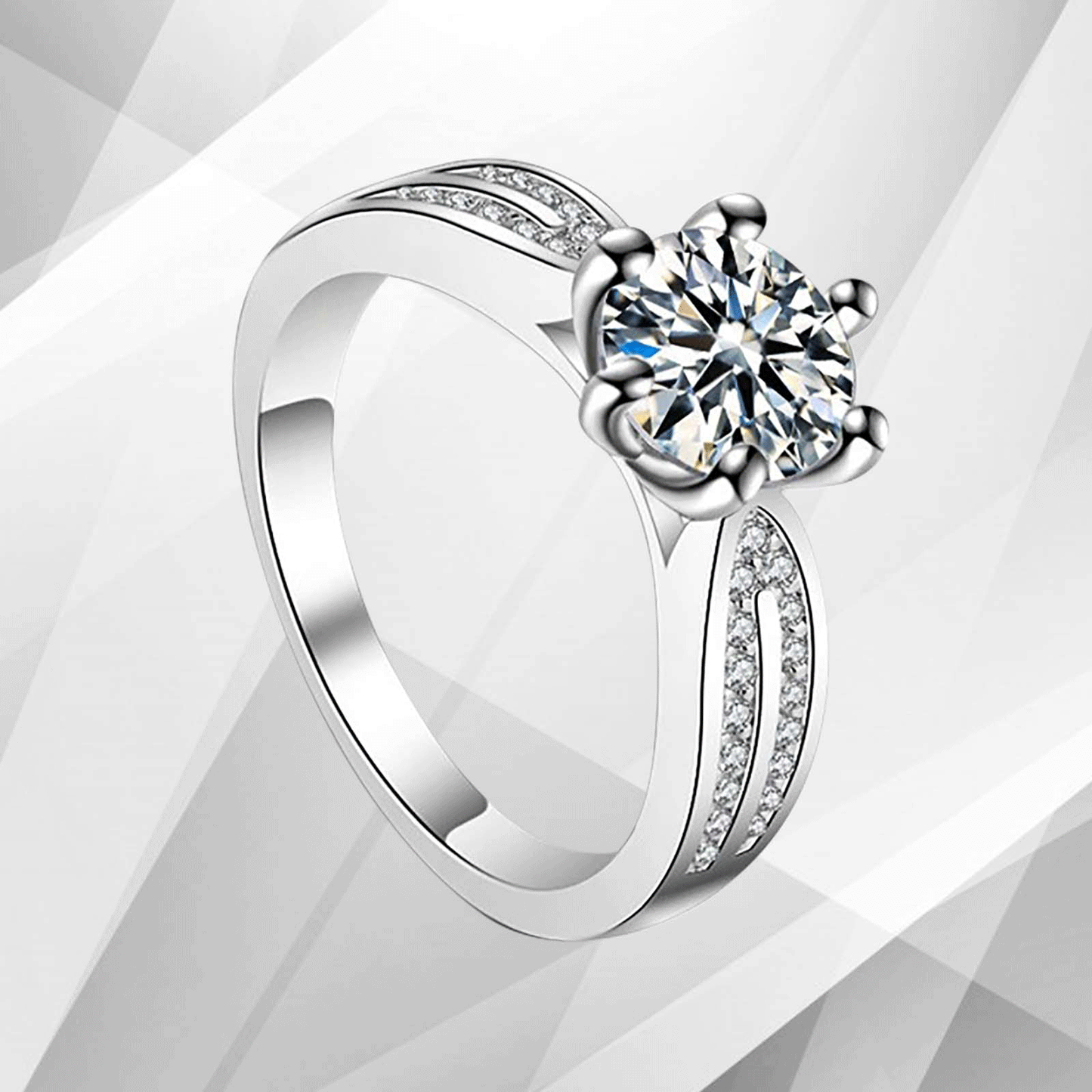 2.88Ct Round-Cut CZ Diamond Solitaire Bridal Engagement Ring 18K White Gold Over