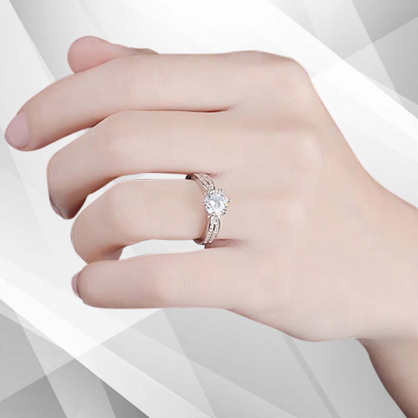 2.88Ct Round-Cut CZ Diamond Solitaire Bridal Engagement Ring 18K White Gold Over