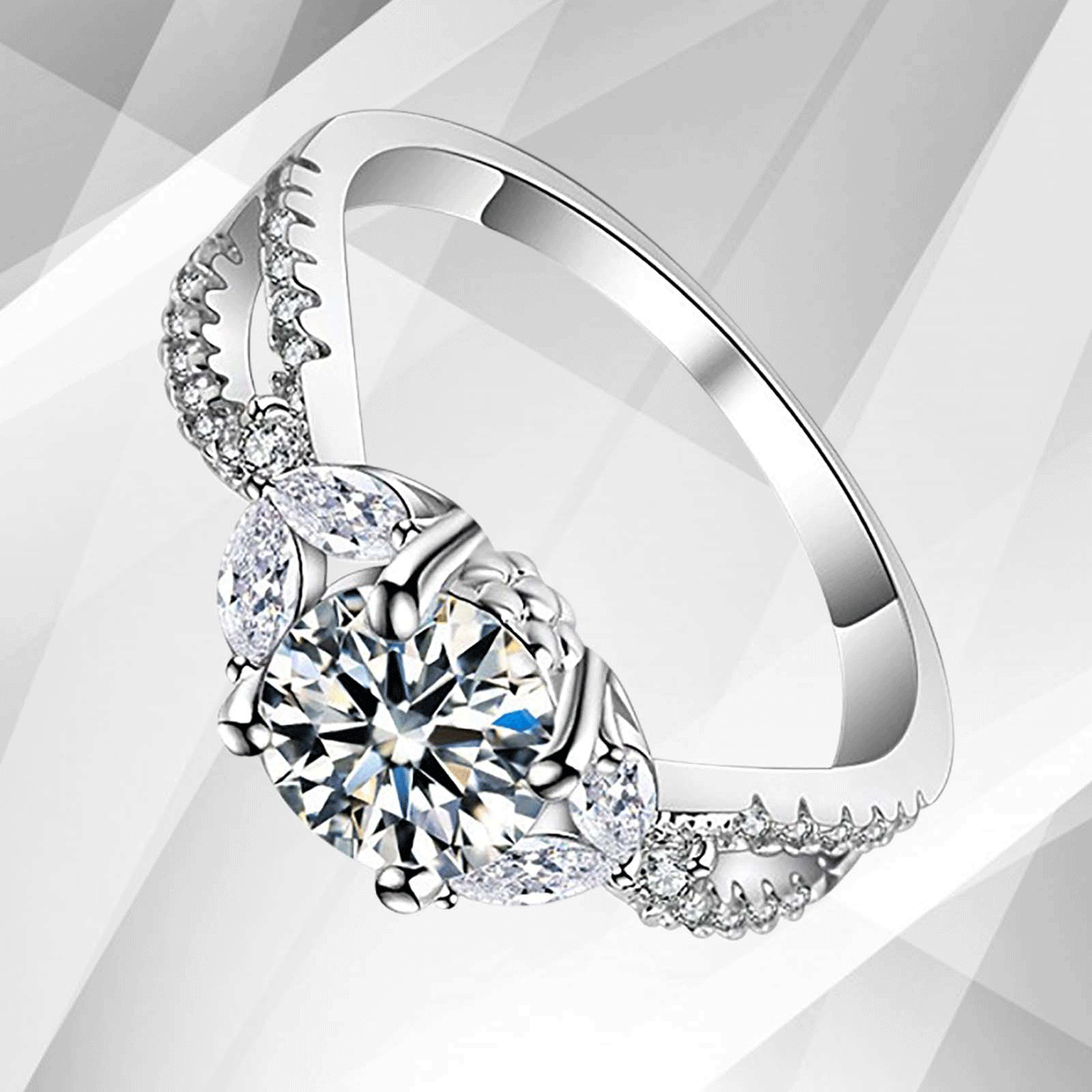 2.5Ct Round-Cut CZ Diamond Solitaire Bridal Engagement Ring 18K White Gold Over