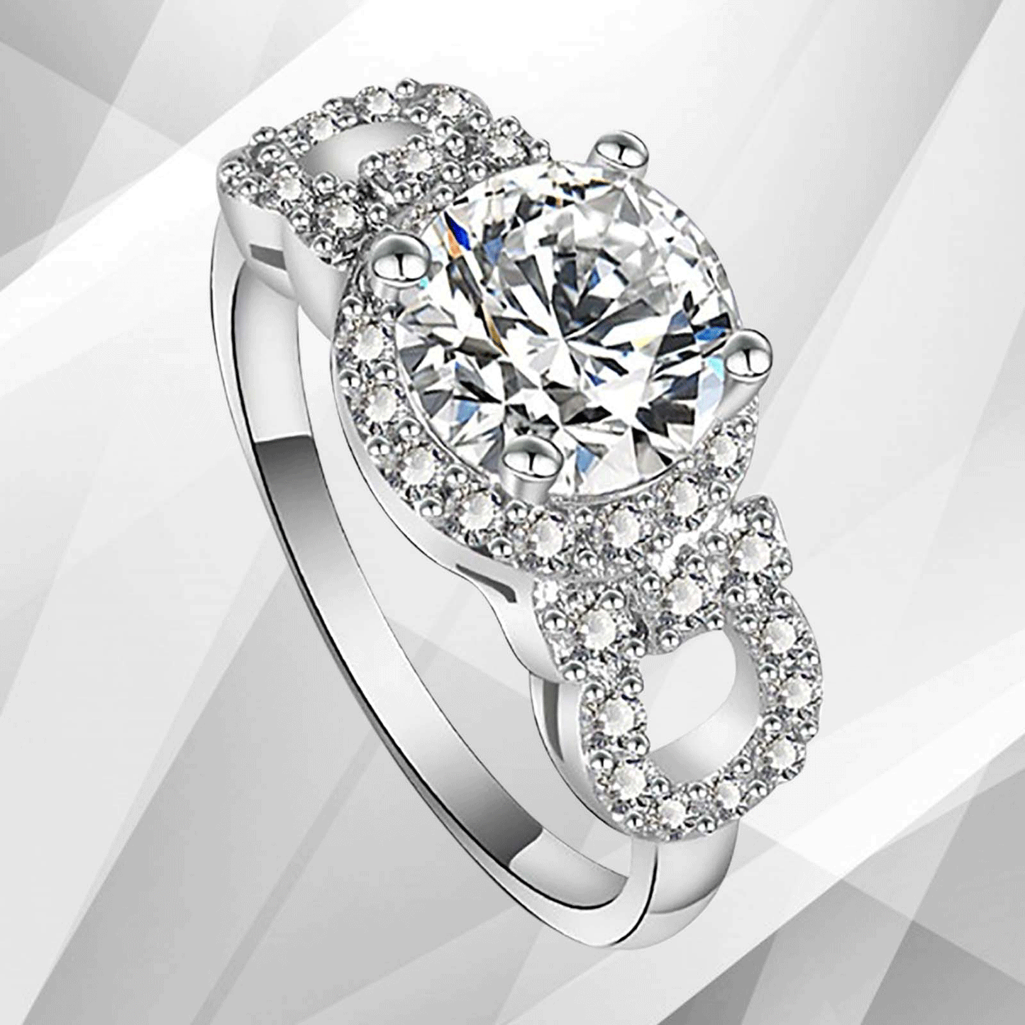 2.5Ct Round-Cut Diamonds Cushion Halo Bridal Engagement Ring 18K White Gold Over