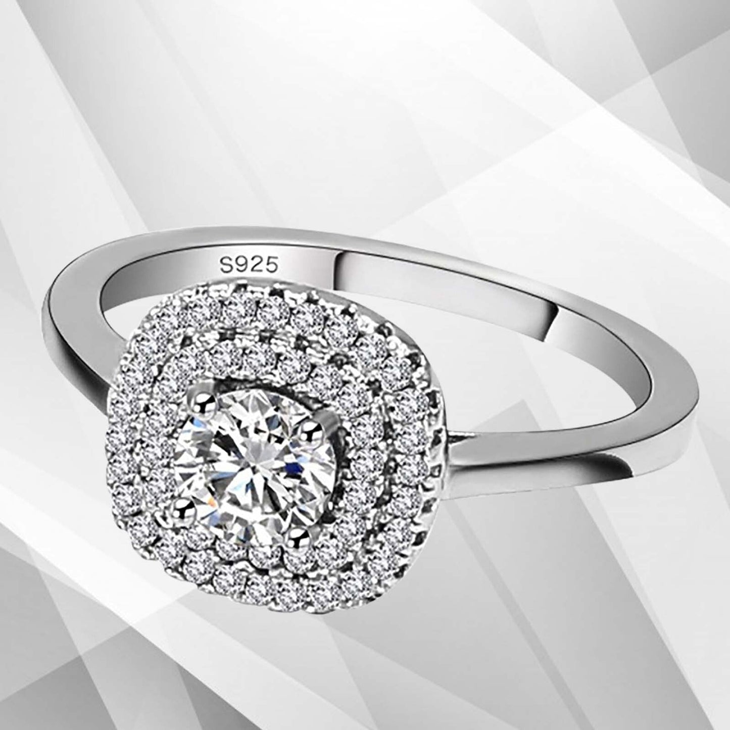 1.8Ct Round-Cut Diamond Cushion Halo Bridal Engagement Ring 18K White Gold Over