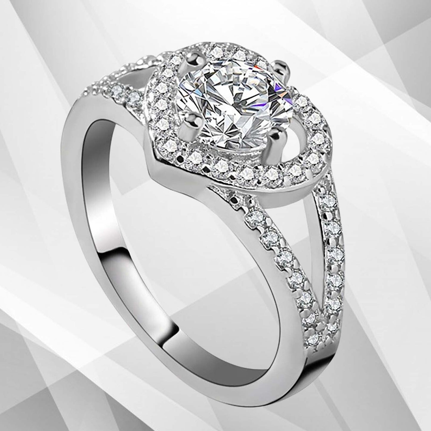 1.8Ct Heart-Cut Diamonds Cushion Halo Bridal Engagement Ring 18K White Gold Over