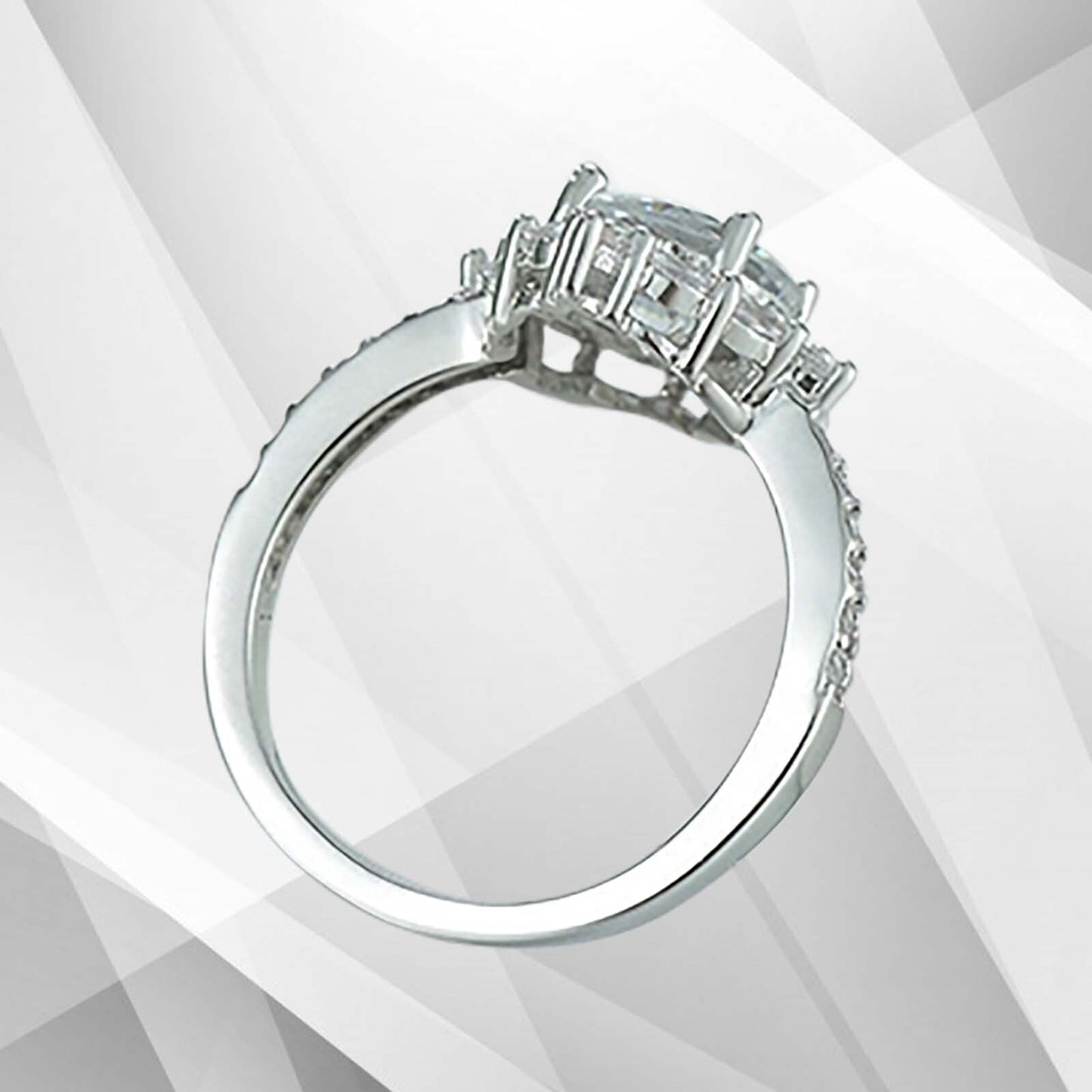 2.5Ct Round-Cut 25 CZ Diamonds Halo Bridal Engagement Ring 18K White Gold Over