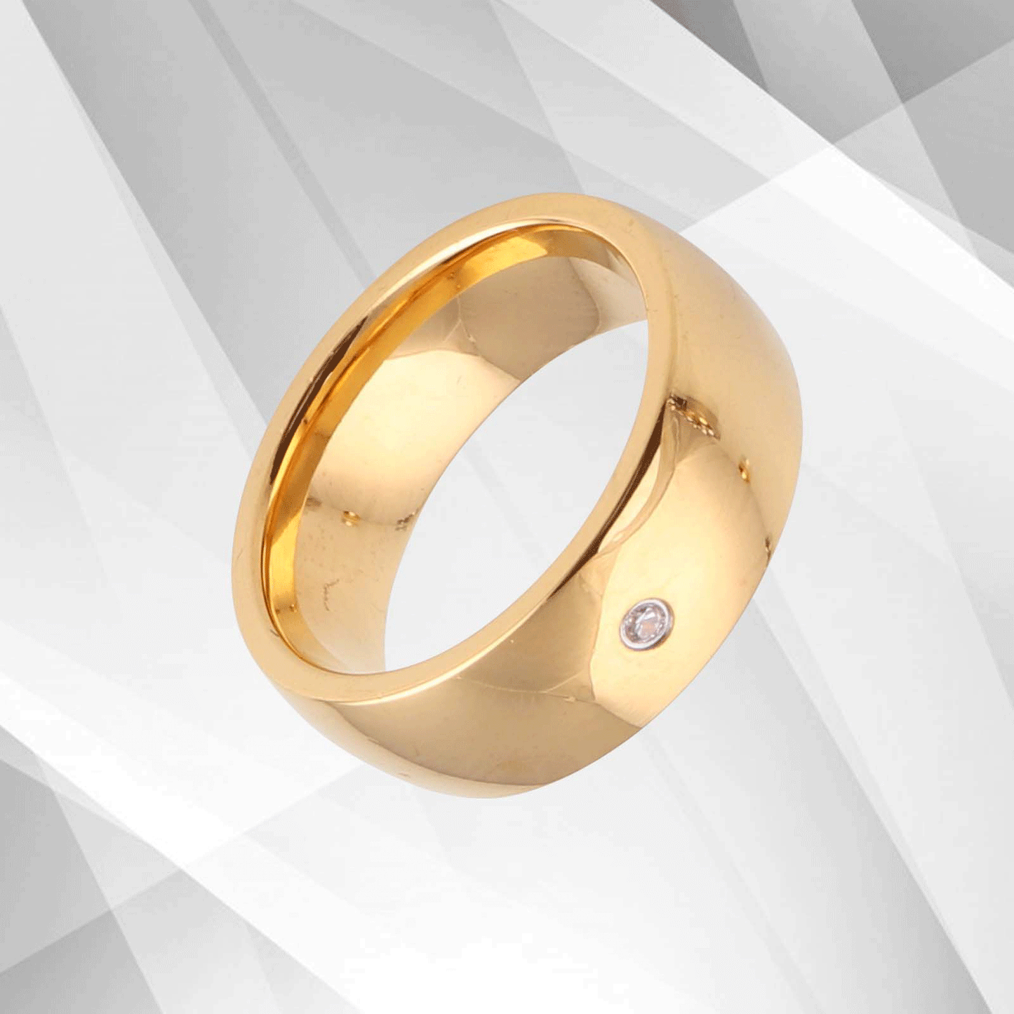0.35Ct C Z Diamond Sparkling Titanium Engagement Band Ring 18Ct Yellow Gold Over