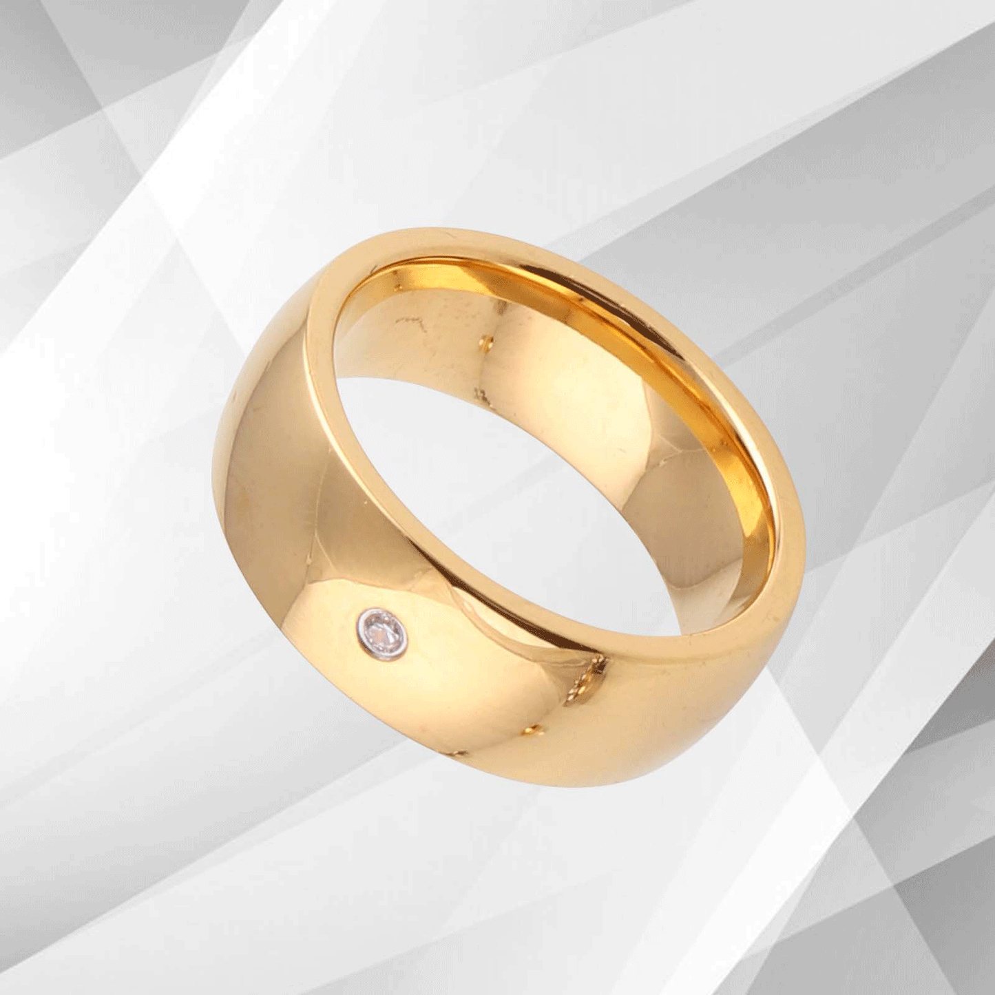 0.35Ct C Z Diamond Sparkling Titanium Engagement Band Ring 18Ct Yellow Gold Over