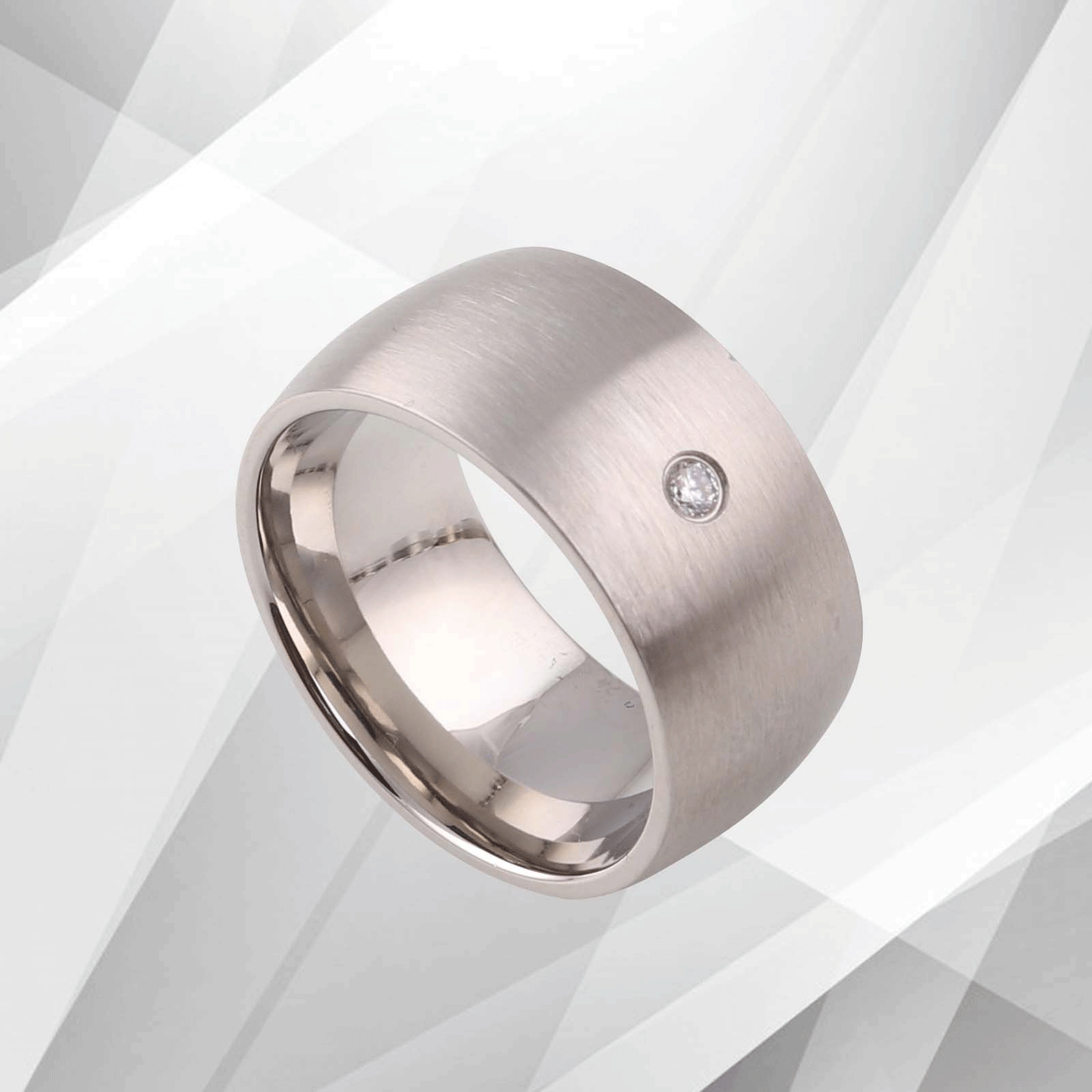 UK 10mm Titanium Wedding Ring Engagement Band 0.35Ct C Z Diamond 18Ct Gold Over
