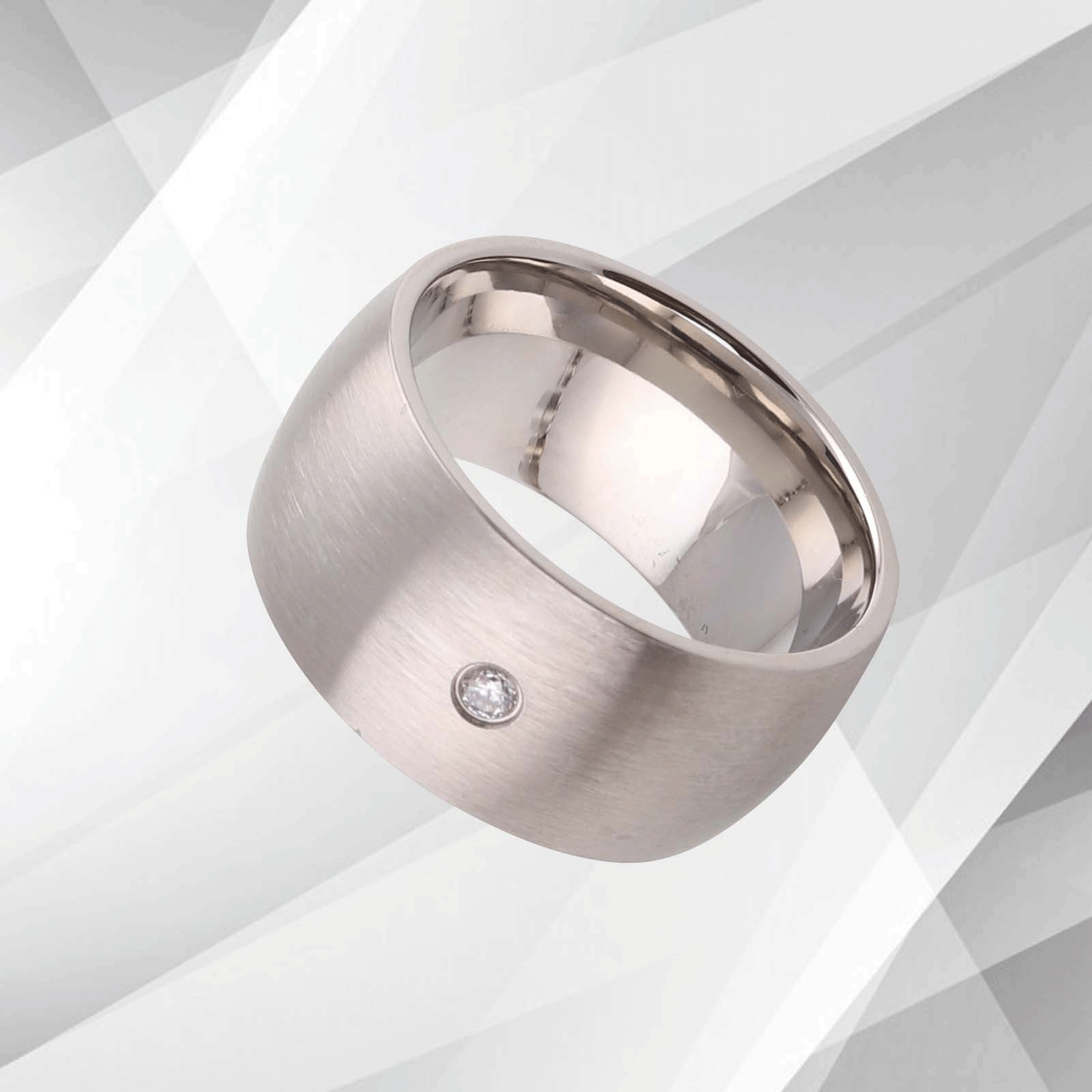 UK 10mm Titanium Wedding Ring Engagement Band 0.35Ct C Z Diamond 18Ct Gold Over