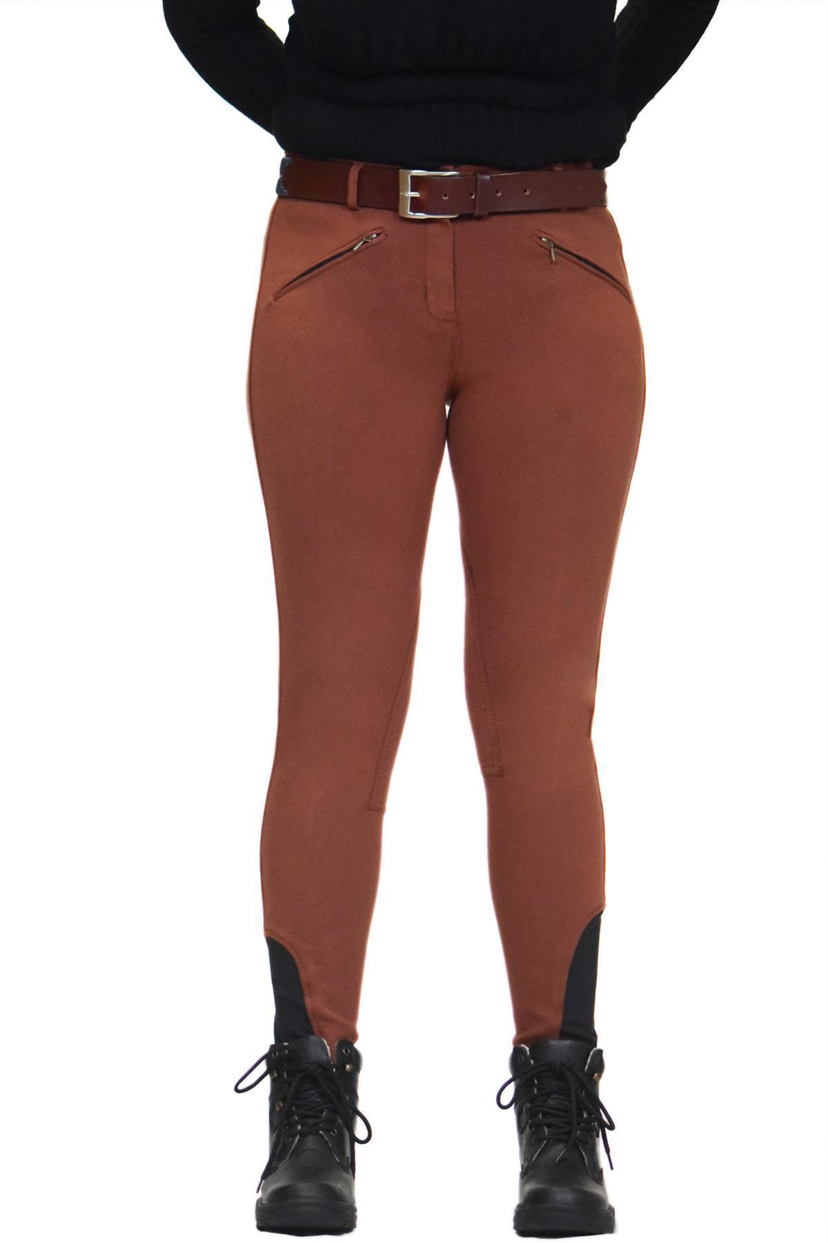 Ladies Jodhpurs Jodhpur Horse Riding Self Seat Stretchy Dark Brown Ladies 12/28''