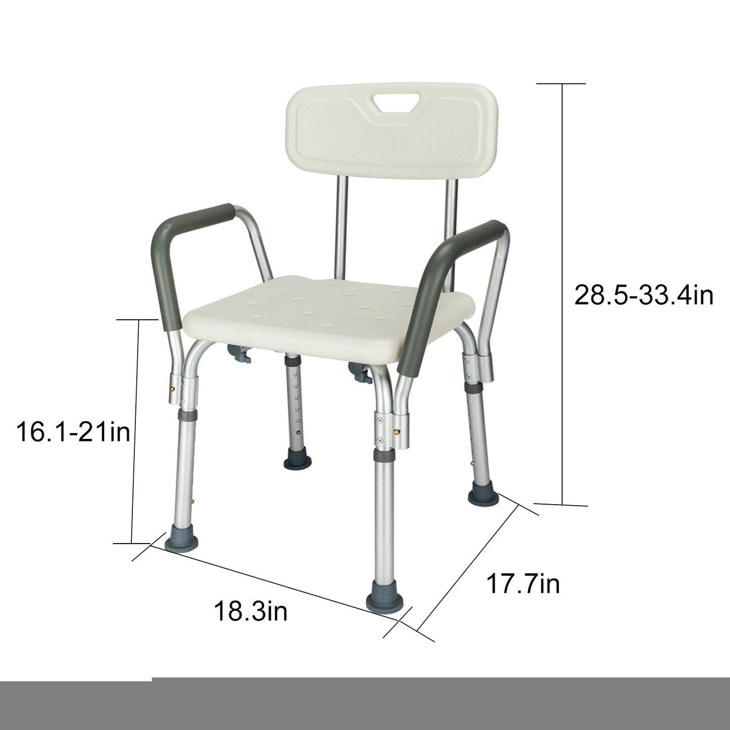 Medical Bathroom Safety Shower Tub Aluminium Alloy Bath Chair Bench with Back & Handle White