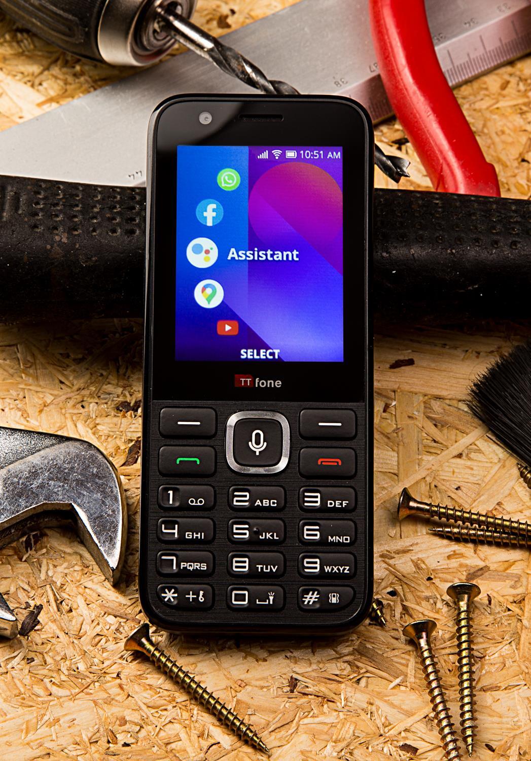 TT240 Simple Whatsapp Mobile Phone 3G KaiOS Feature Smartphone & In Car Charger & Vodafone PAYG Sim Card