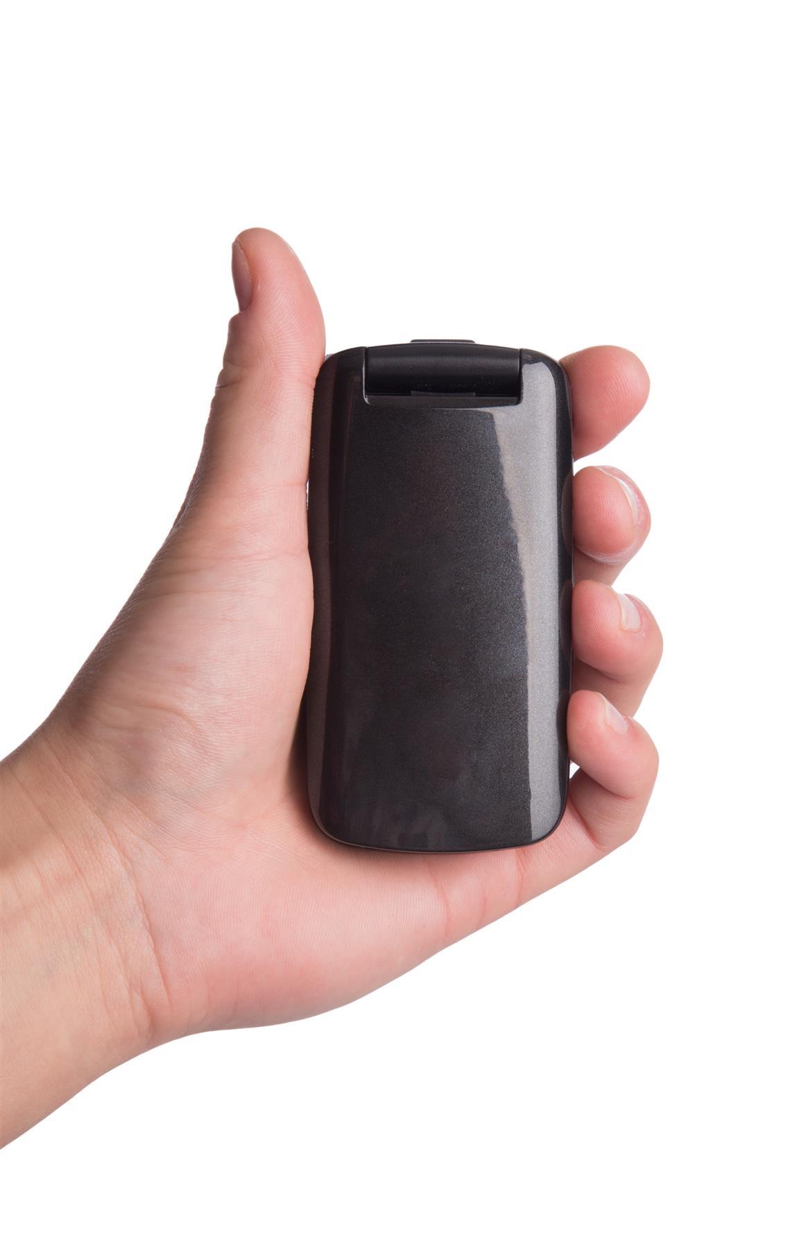 TT300 Star GREY Flip Folding Big Button Senior SOS Emergency Button Mobile Phone & CB4 Nylon Holster Case & Vodafone PAYG Sim Card