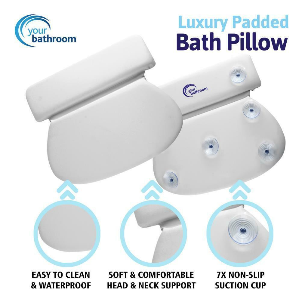 Luxury Waterproof Home Spa Bath Pillow Non-Slip Comfort Spongy Bath Cushion