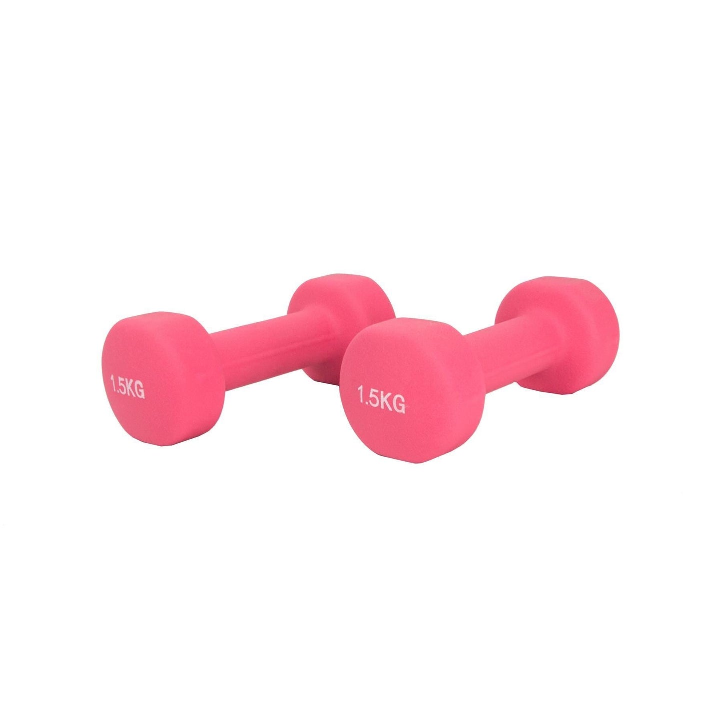 Pair of Neoprene Dumbbells Weights - Solid Iron Construction Pink 1.5kg