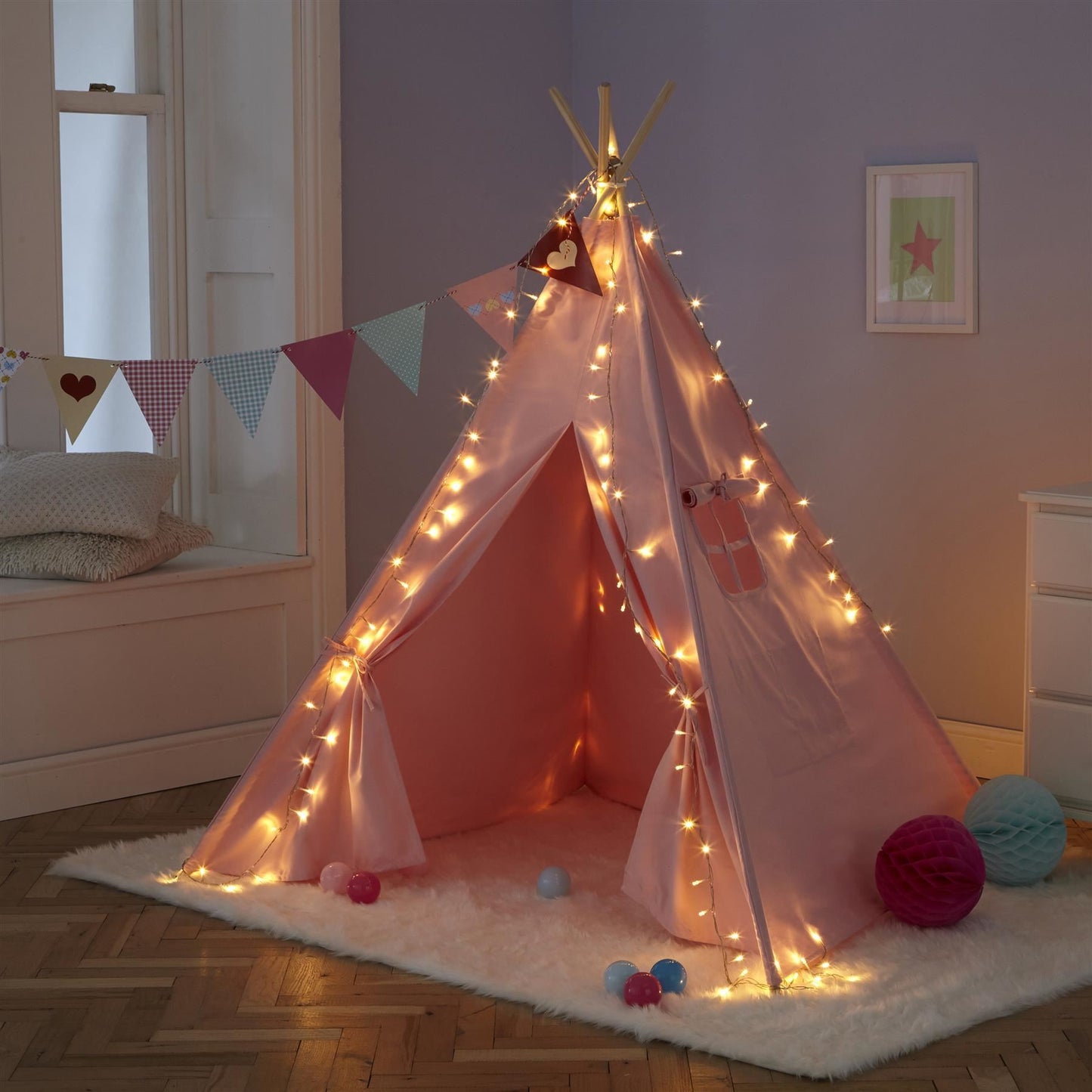 Canvas Kids Indian Tent TeePee - Pink