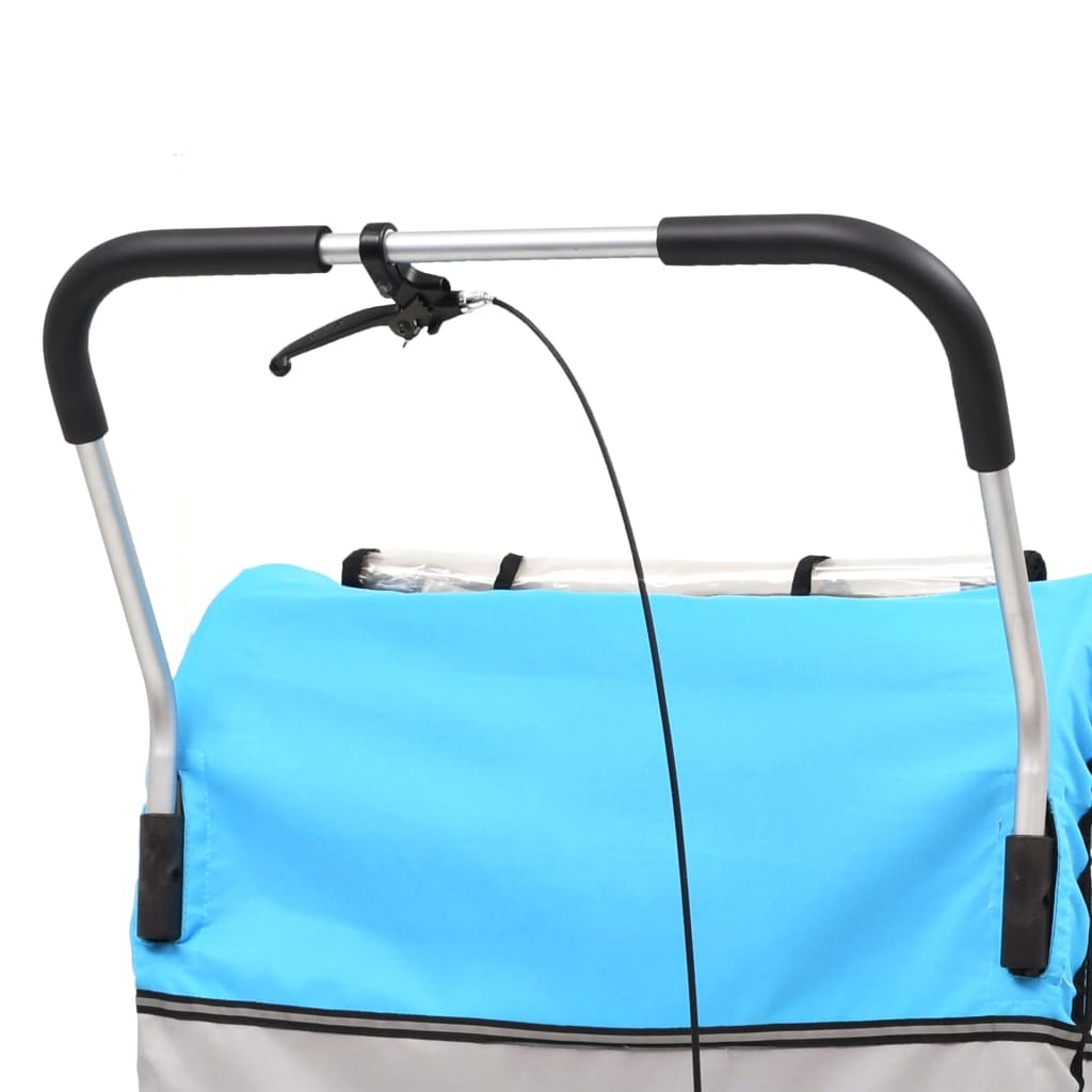2-in-1 Kids' Bicycle Trailer & Stroller Light Blue and Grey