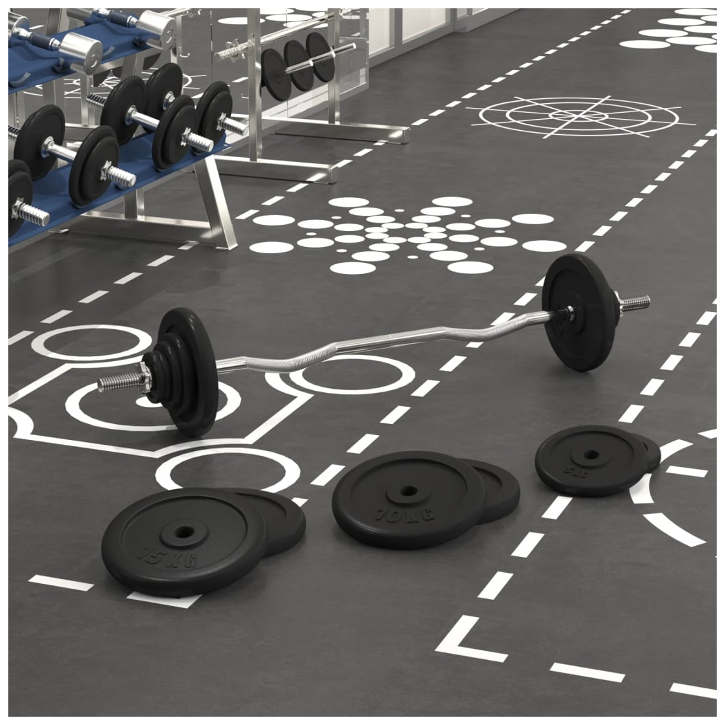 Barbell with Plates 90 kg Cast Iron & Chrome Plated Steel