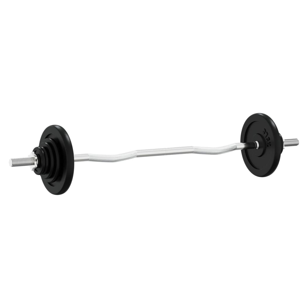 Barbell with Plates 90 kg Cast Iron & Chrome Plated Steel