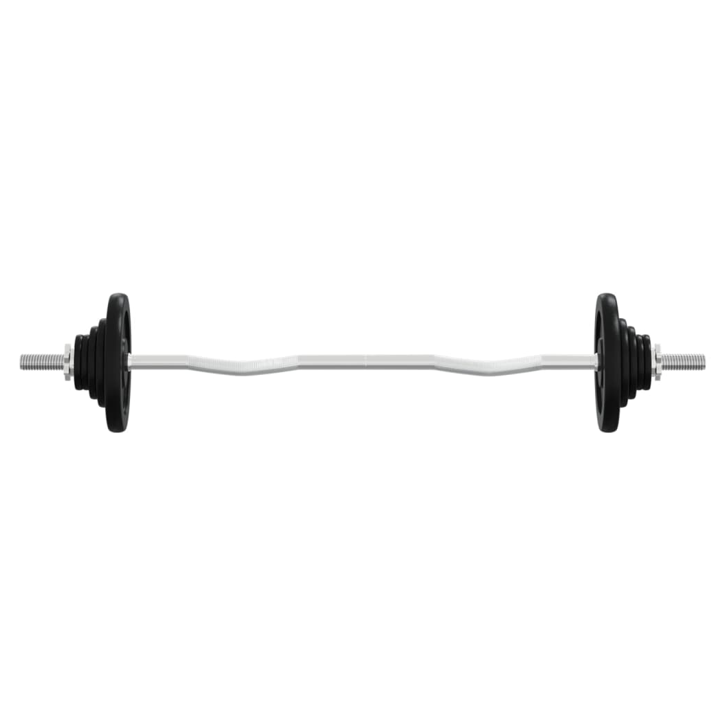 Barbell with Plates 90 kg Cast Iron & Chrome Plated Steel