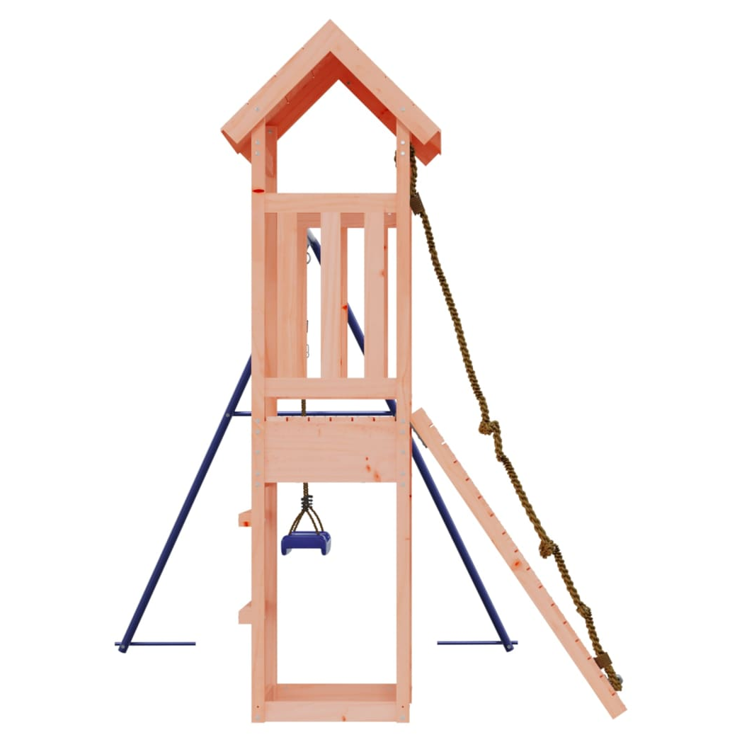 Playhouse with Climbing Wall Swing Solid Wood Douglas