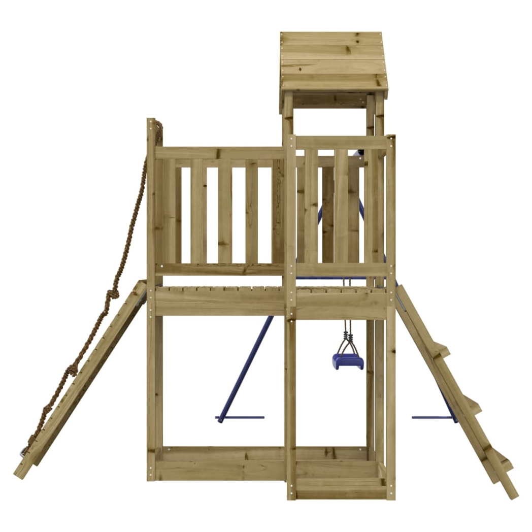Playhouse with Climbing Wall Swing Impregnated Wood Pine