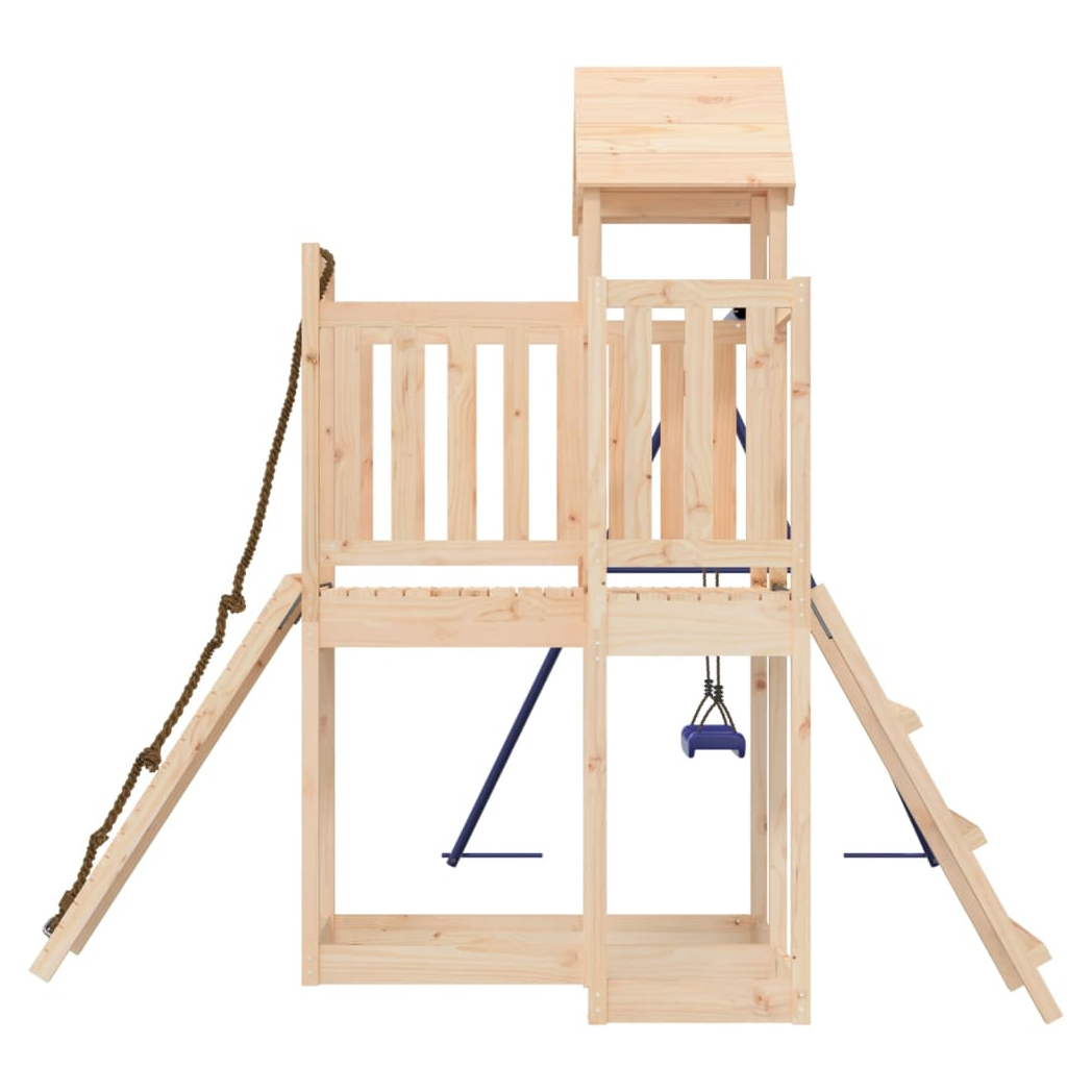 Playhouse with Climbing Wall Swing Solid Wood Pine