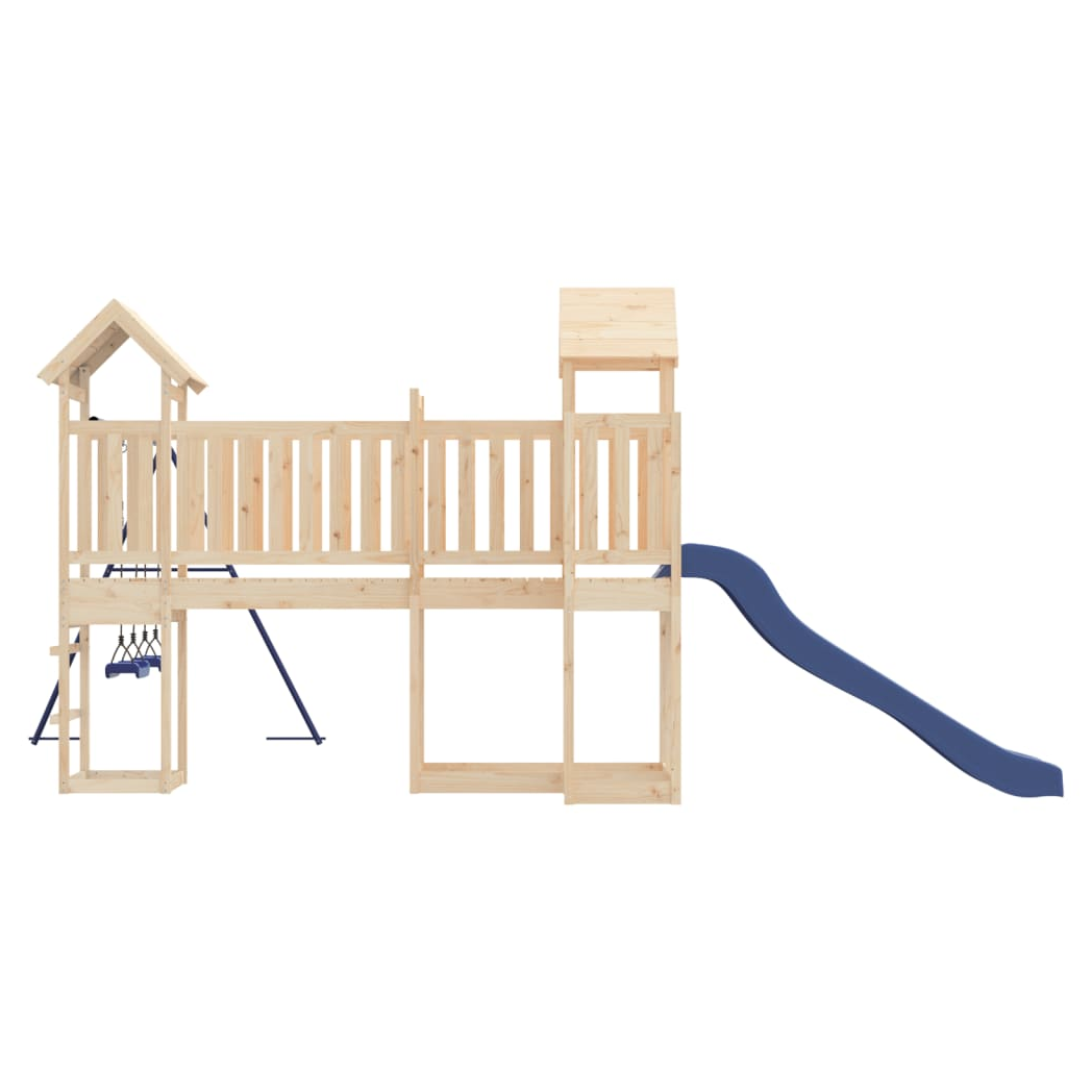 Playhouse with Slide Swings Solid Wood Pine