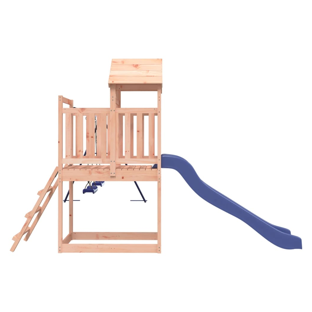 Playhouse with Slide Swings Solid Wood Douglas