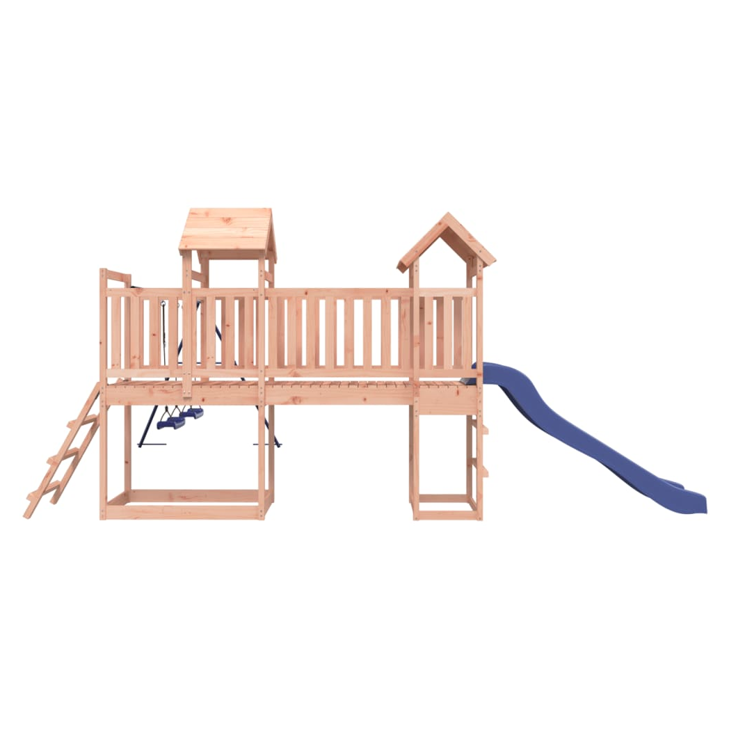 Playhouse with Slide Swings Solid Wood Douglas