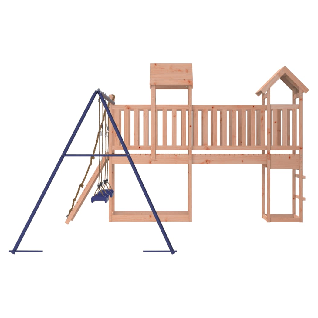 Playhouse with Climbing Wall Swings Solid Wood Douglas
