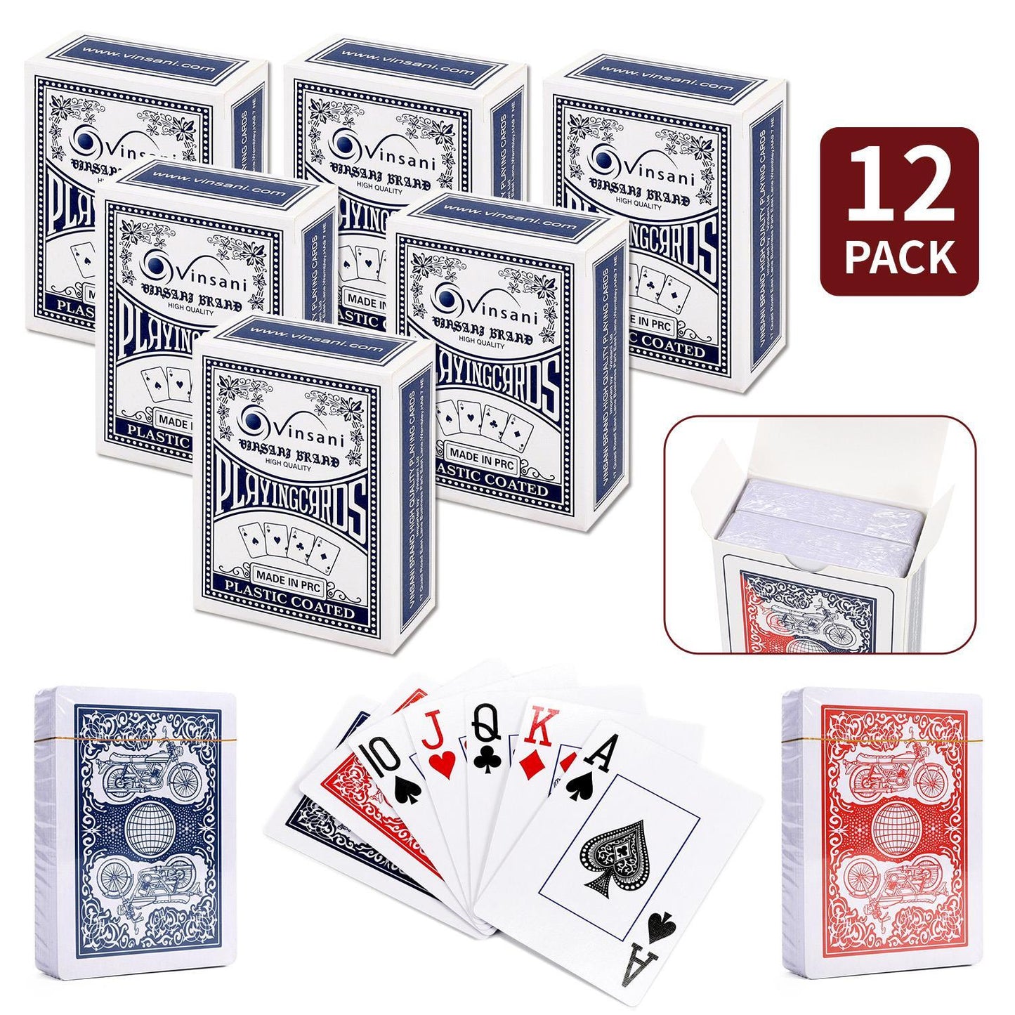 Traditional Motorbike Poker Casino Plastic Coated Playing Cards 12 Decks