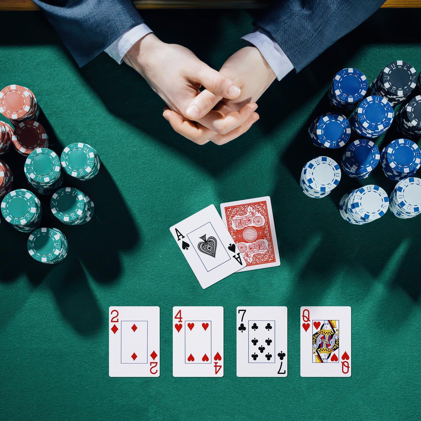 Traditional Motorbike Poker Casino Plastic Coated Playing Cards 4 Decks