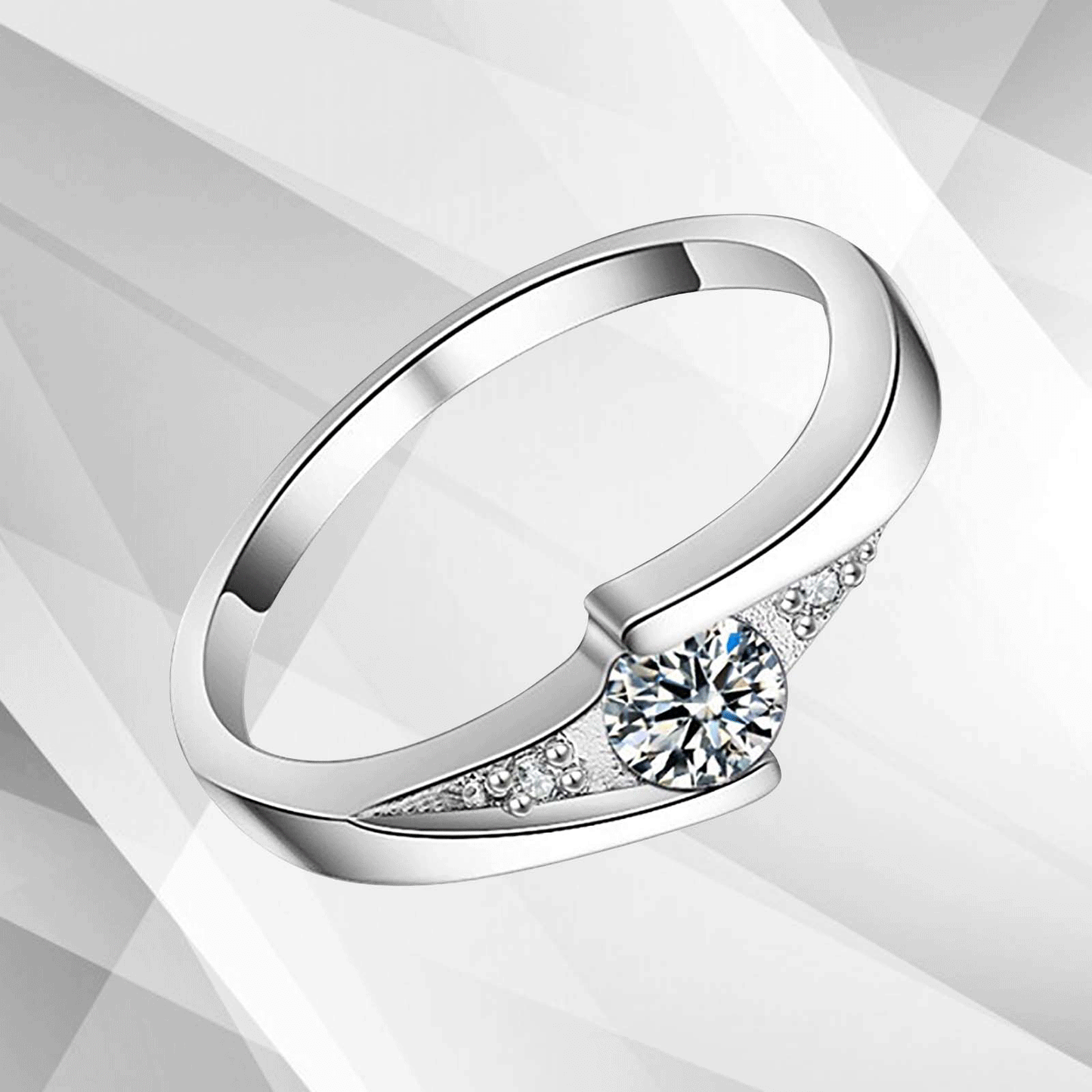 1.68Ct Round Cut C Z Diamond Bridal Engagement Promise Ring 18Ct White Gold Over, Ring Size K