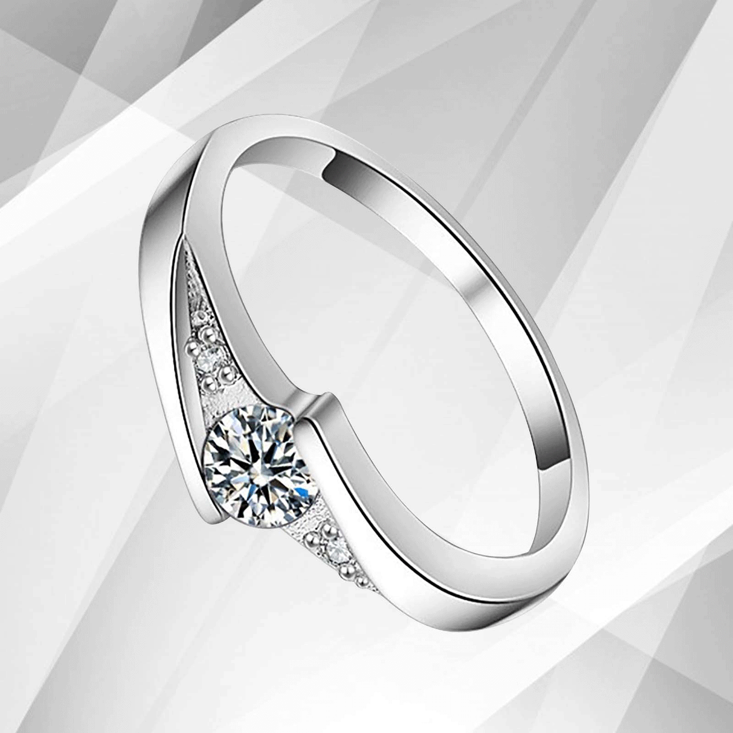 1.68Ct Round Cut C Z Diamond Bridal Engagement Promise Ring 18Ct White Gold Over, Ring Size K