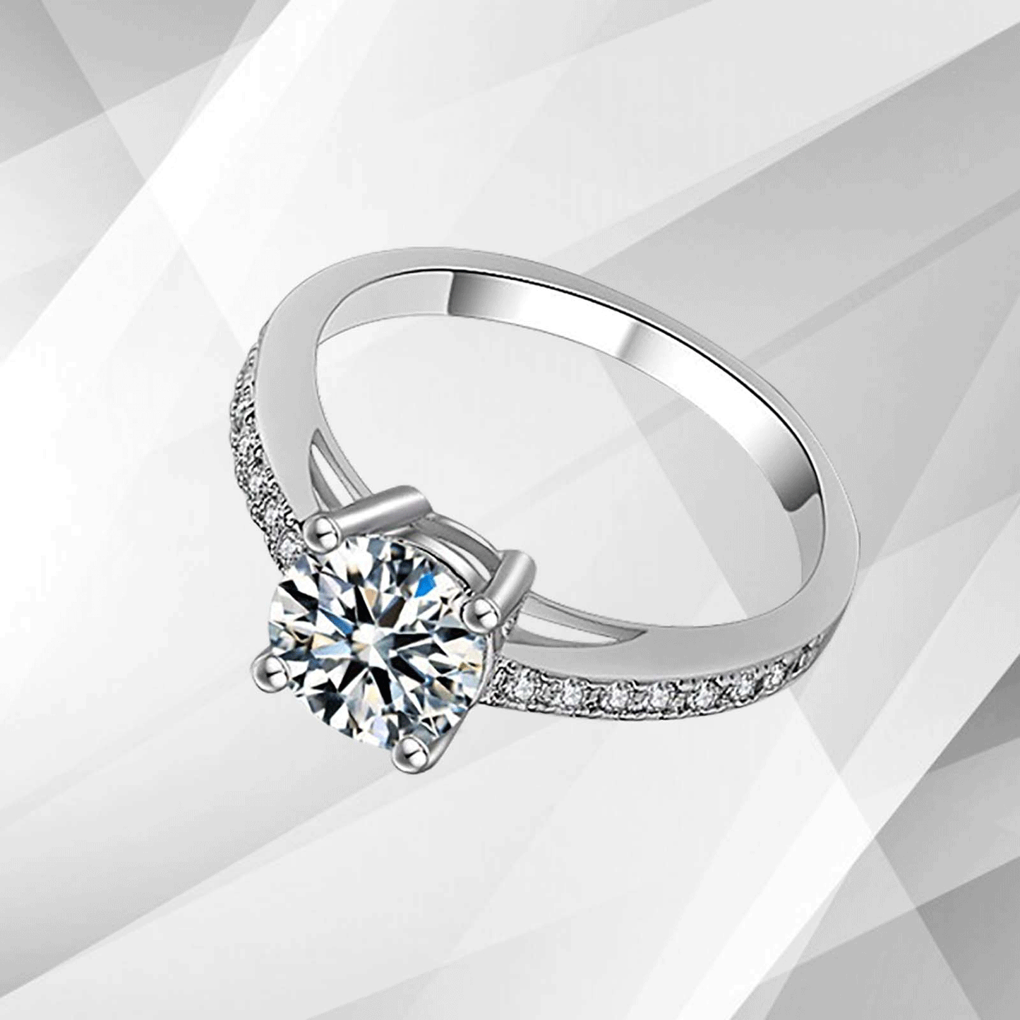 2.50Ct Round Cut CZ Diamond Solitaire Bridal Engagement Ring 9Ct White Gold Over, Ring Size R