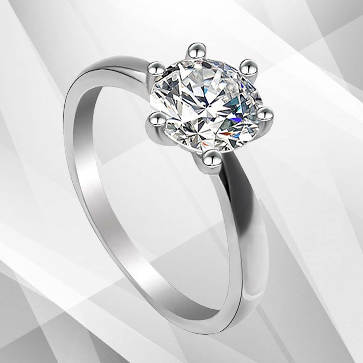 2.0Ct Round-Cut Diamond Solitaire Bridal Engagement Ring 18Ct White Gold Over, Ring Size N
