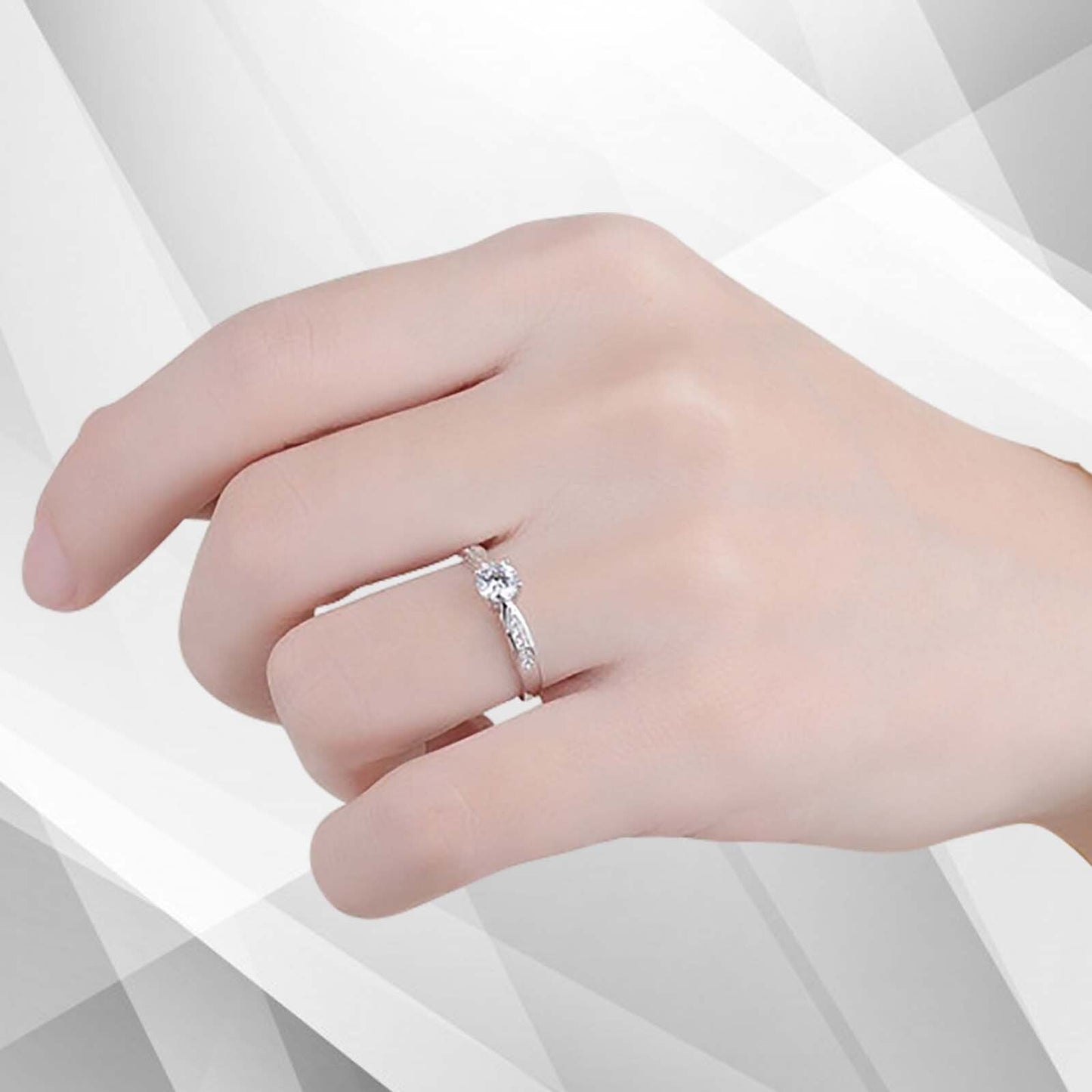 2.0Ct Round-Cut 11 Diamonds Solitaire Bridal Engagement Ring 18K White Gold Over, Ring Size Q