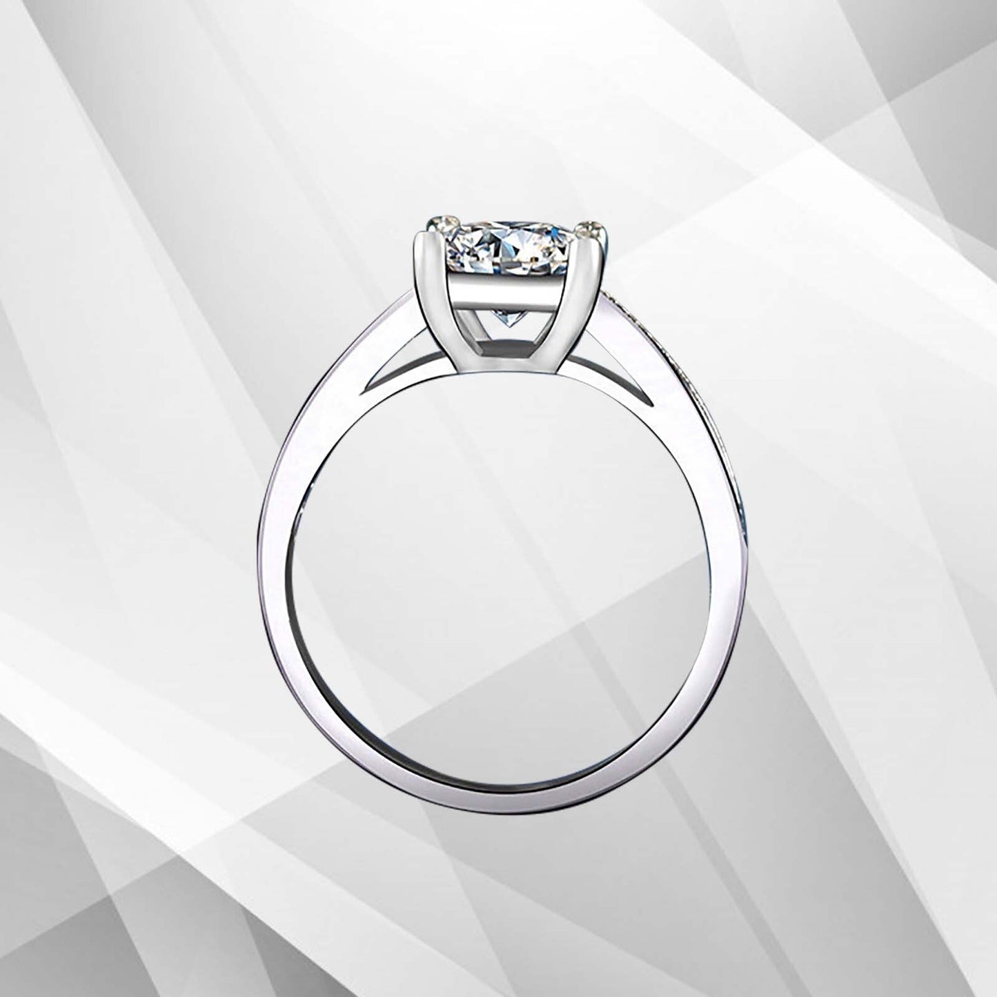 3.2Ct Princess-Cut Diamond Solitaire Bridal Engagement Ring 18Ct White Gold Over, Ring Size R