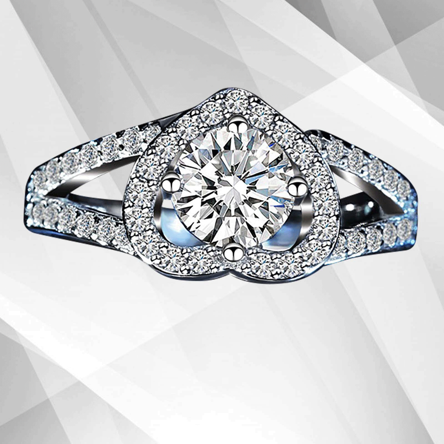 1.8Ct Heart-Cut Diamonds Cushion Halo Bridal Engagement Ring 18K White Gold Over, Ring Size V