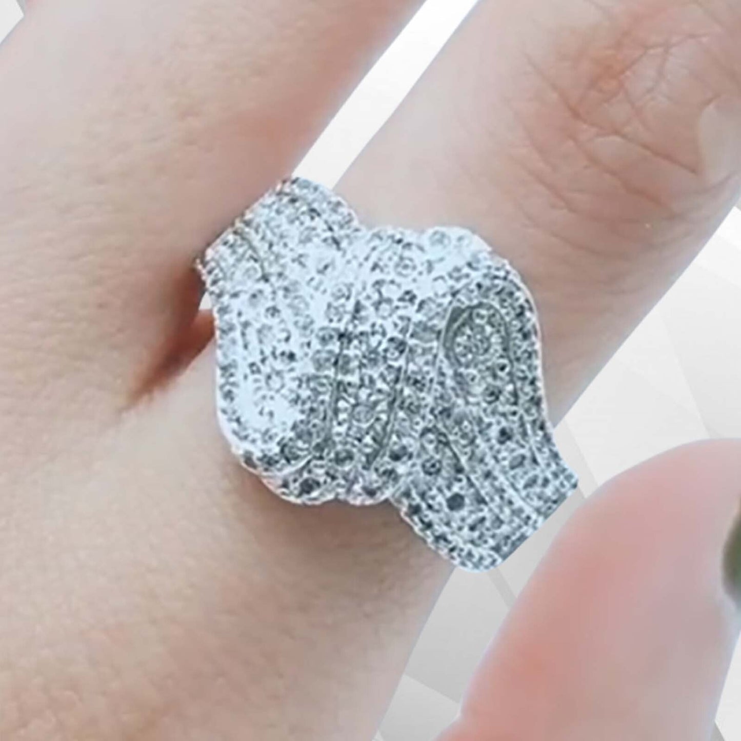 0.35Ct 115 Sparkling CZ Diamonds Bridal Engagement Band Ring 18K White Gold Over, Ring Size Q