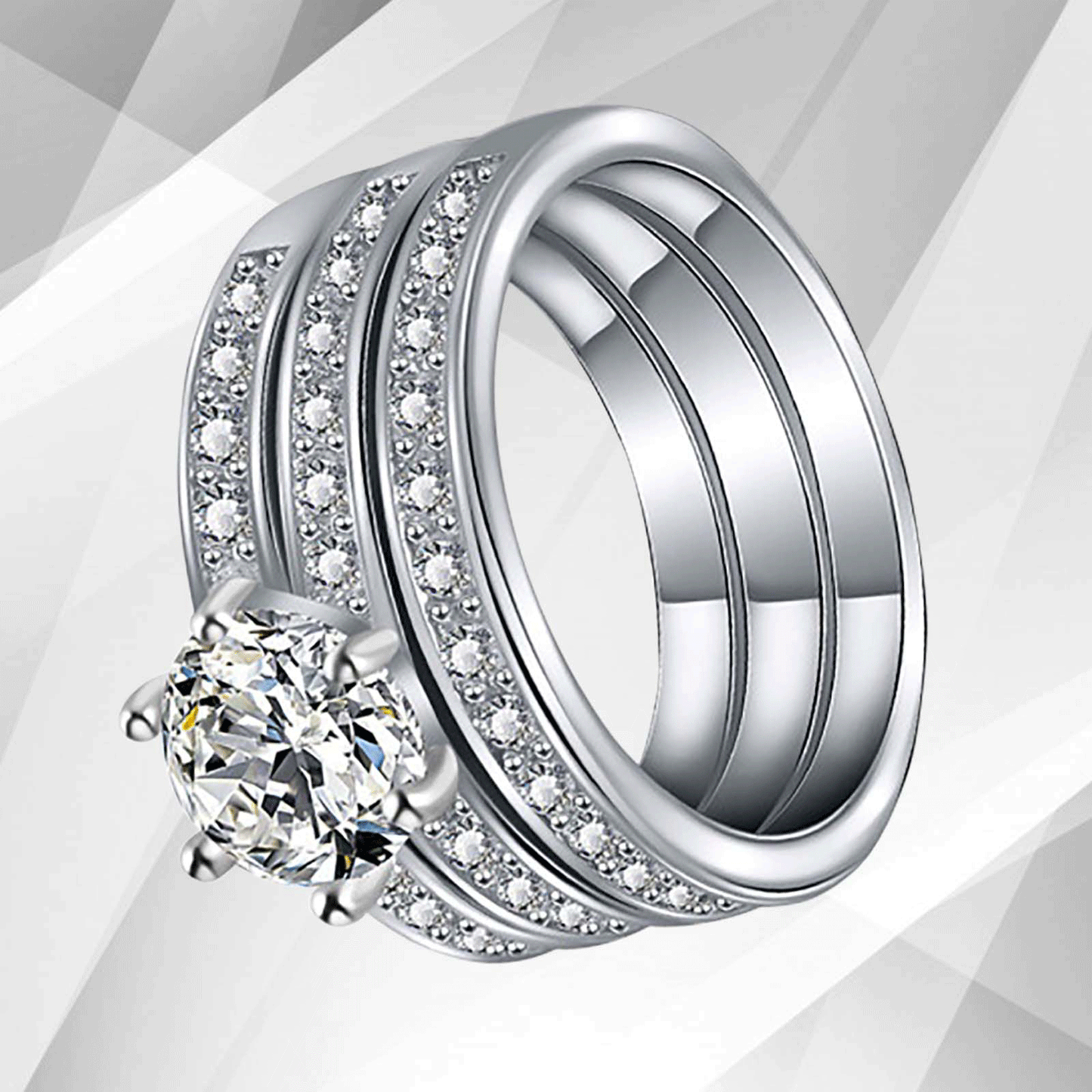 2.0Ct Round-Cut CZ Diamonds Solitaire Bridal Engagement Ring 18Ct White Gold Over, Ring Size R