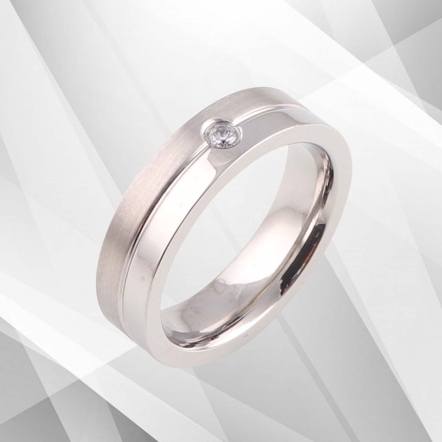 18Ct White Gold Over Engagement Band Ring 0.35Ct C Z Diamond Durable Titanium UK, Ring Size Q