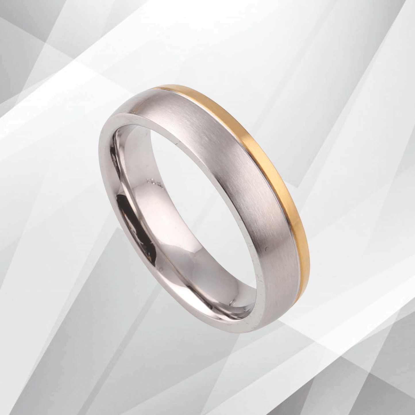 5mm Men's Tungsten Wedding Engagement Band Ring 18Ct Yellow And White Gold Over, Ring Size V