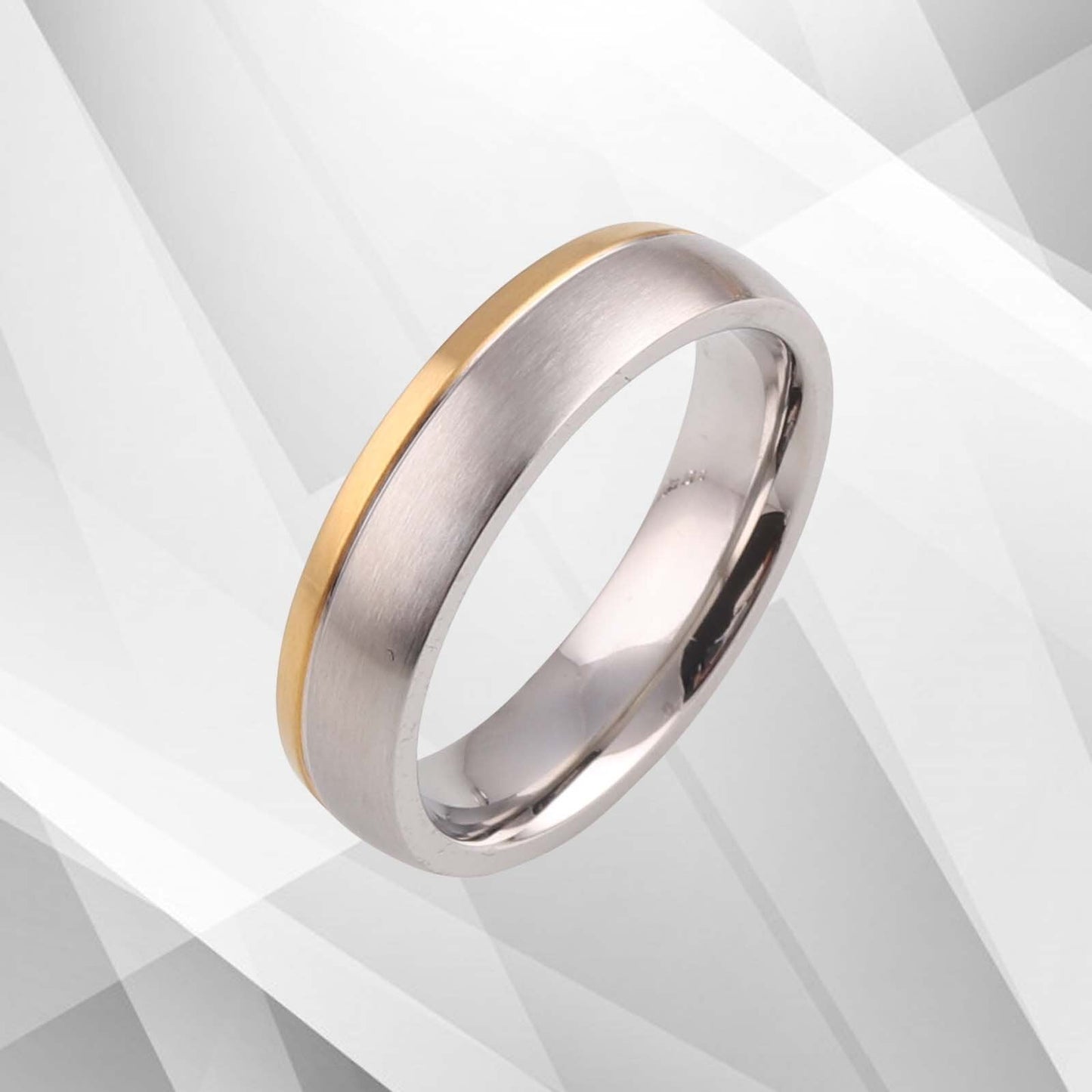 5mm Men's Tungsten Wedding Engagement Band Ring 18Ct Yellow And White Gold Over, Ring Size Z+1
