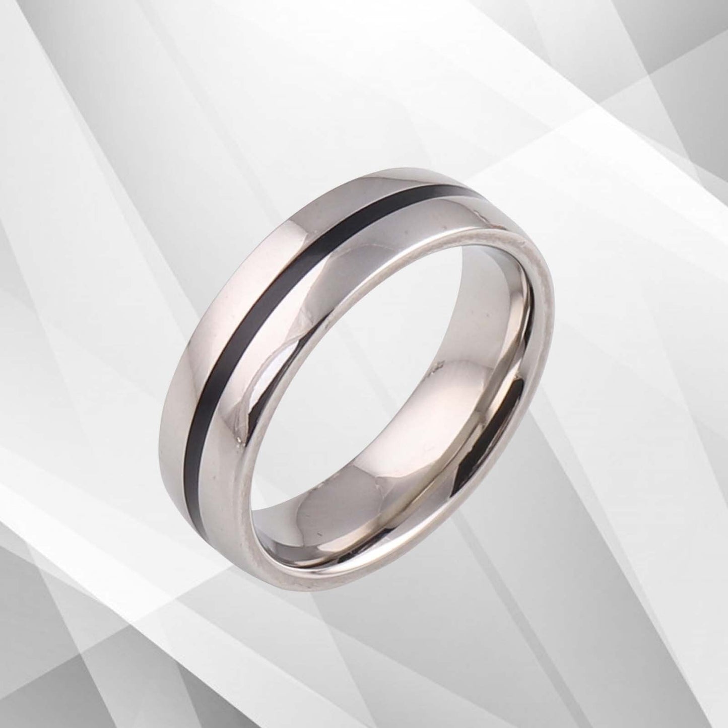 6mm New Boxed Men's Male Cobalt Wedding Band Ring 18Ct Sparkling White Gold Over, Ring Size S