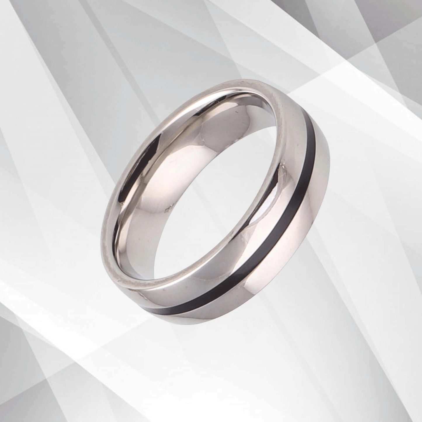 6mm New Boxed Men's Male Cobalt Wedding Band Ring 18Ct Sparkling White Gold Over, Ring Size S