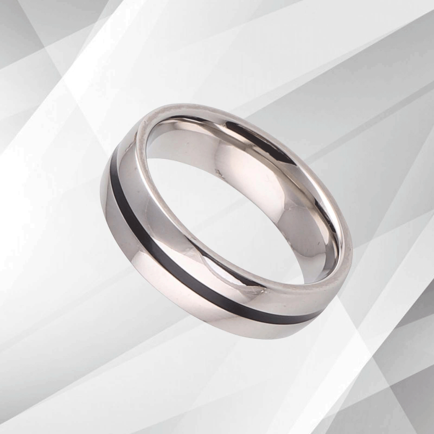 6mm New Boxed Men's Male Cobalt Wedding Band Ring 18Ct Sparkling White Gold Over, Ring Size S